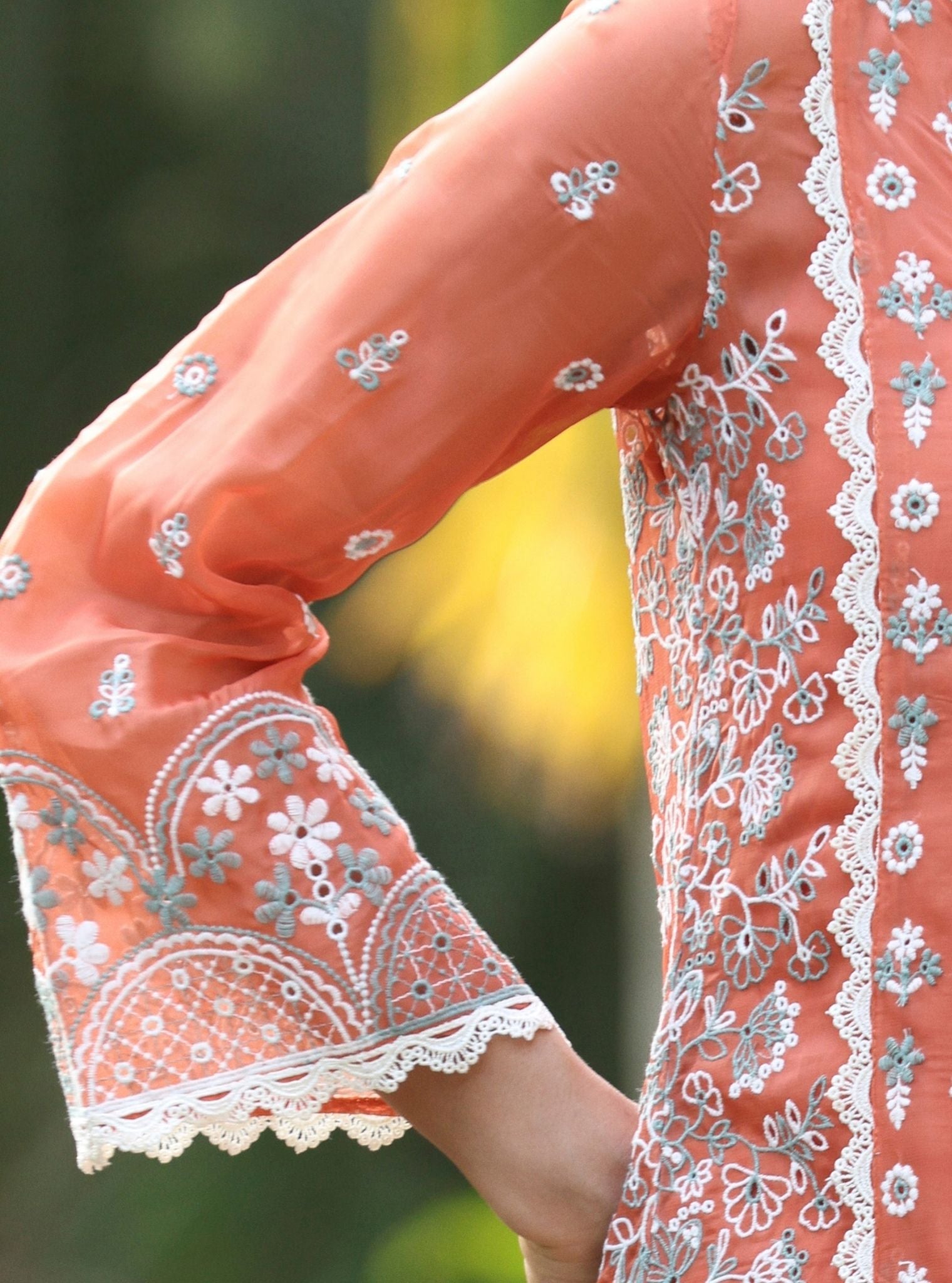 Kovalam Organza Terracotta Kurta Set