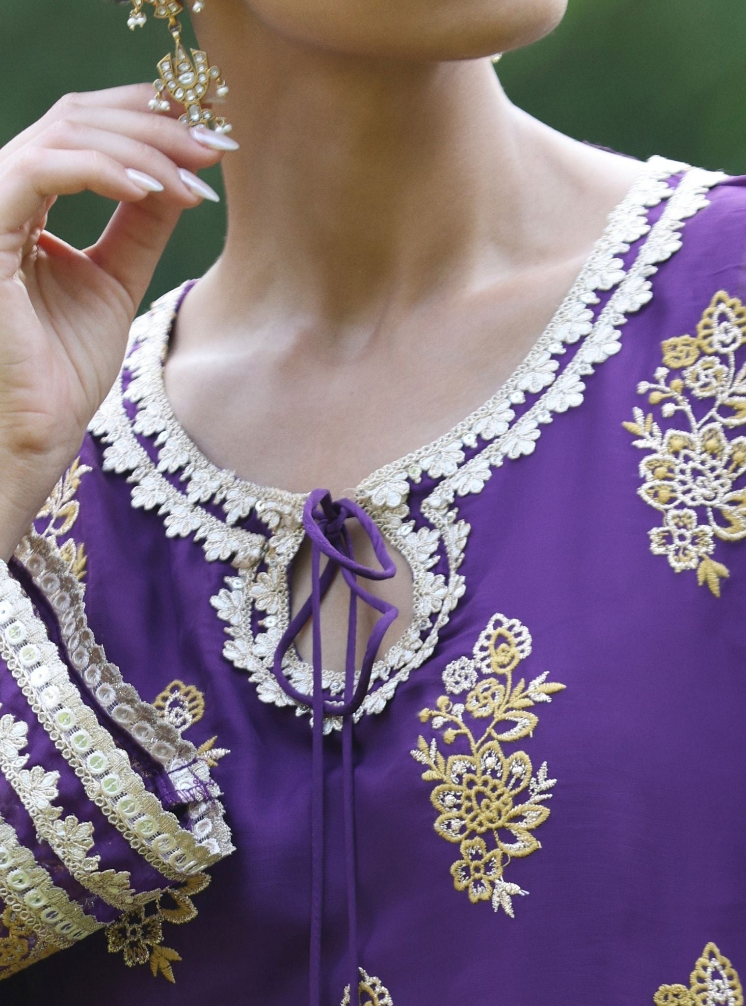 Khwab Organza Purple Kurta Set