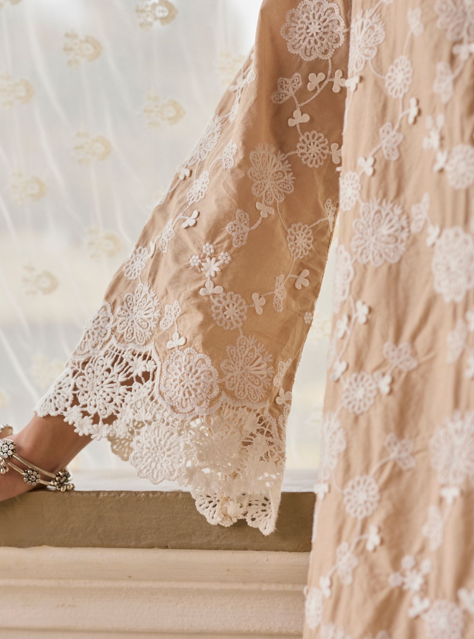 Aaranya Supima Cotton Beige Kurta Set