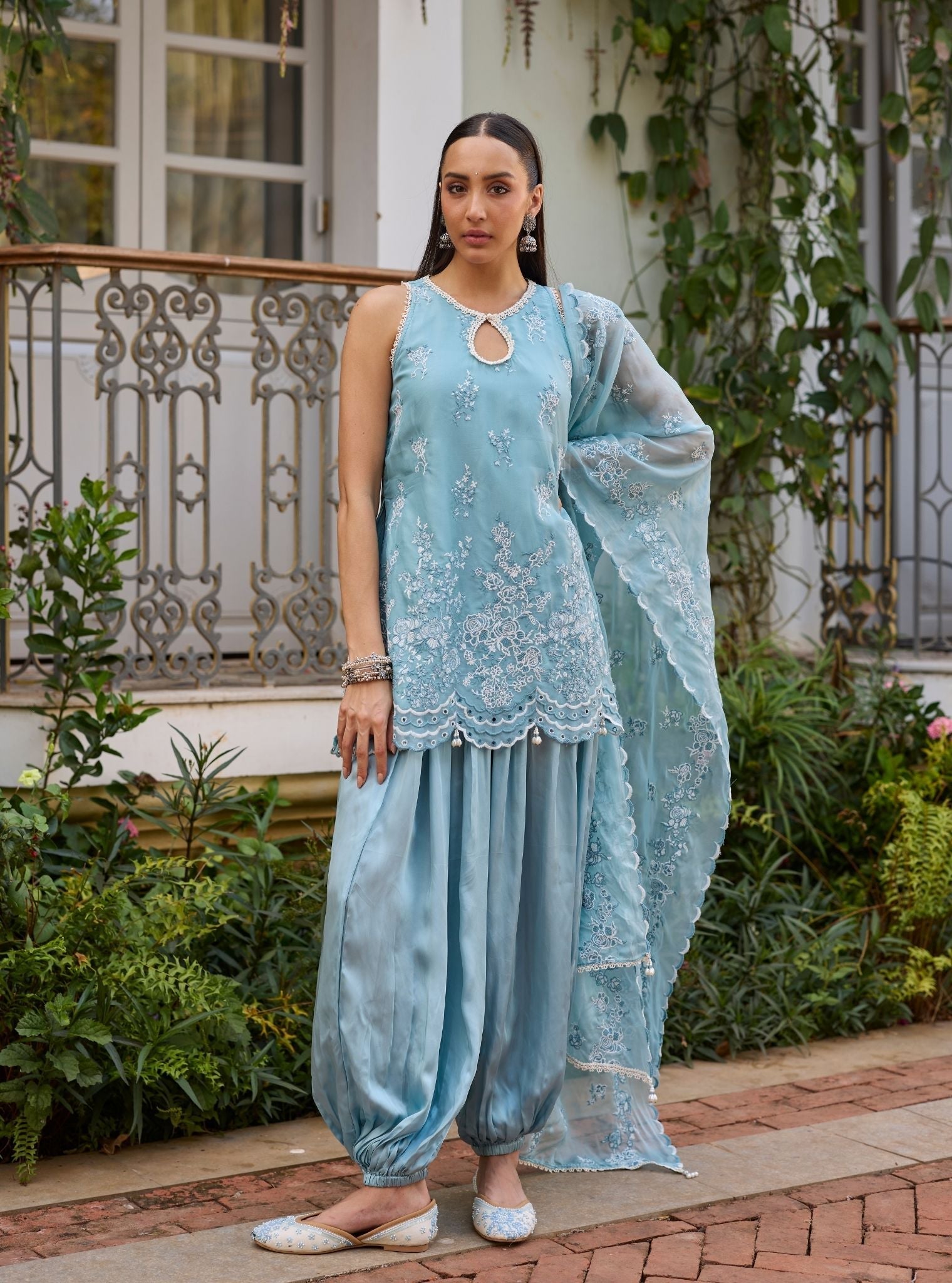 Nino Organza Sky Blue Kurta Set