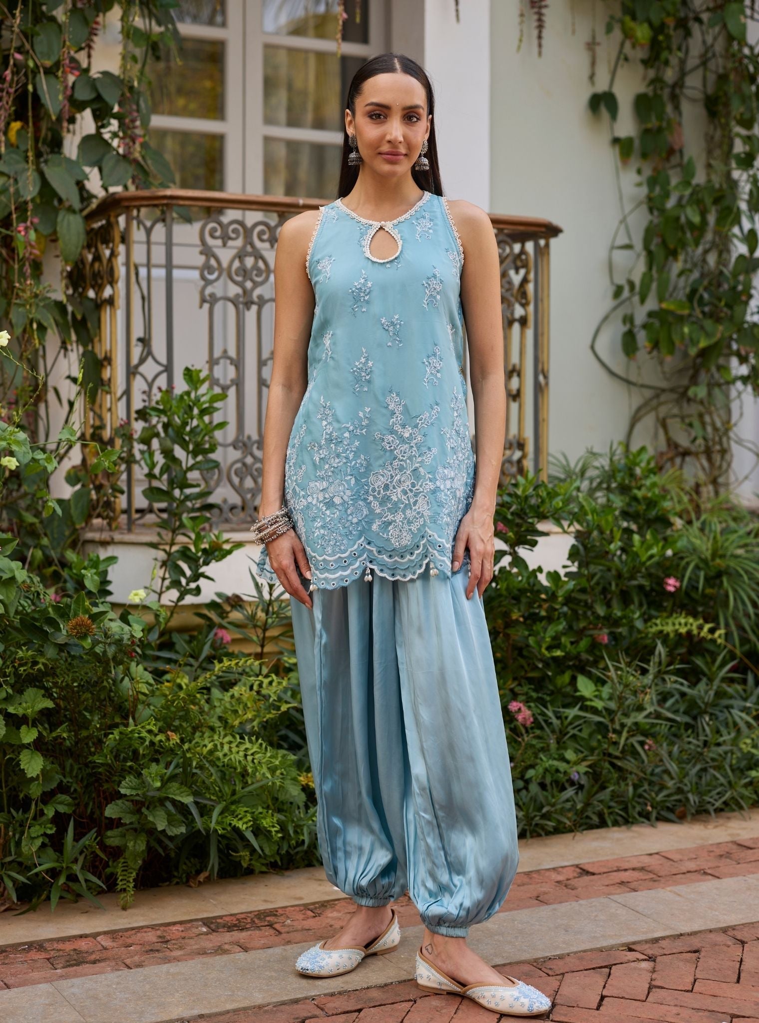 Nino Organza Sky Blue Kurta Set