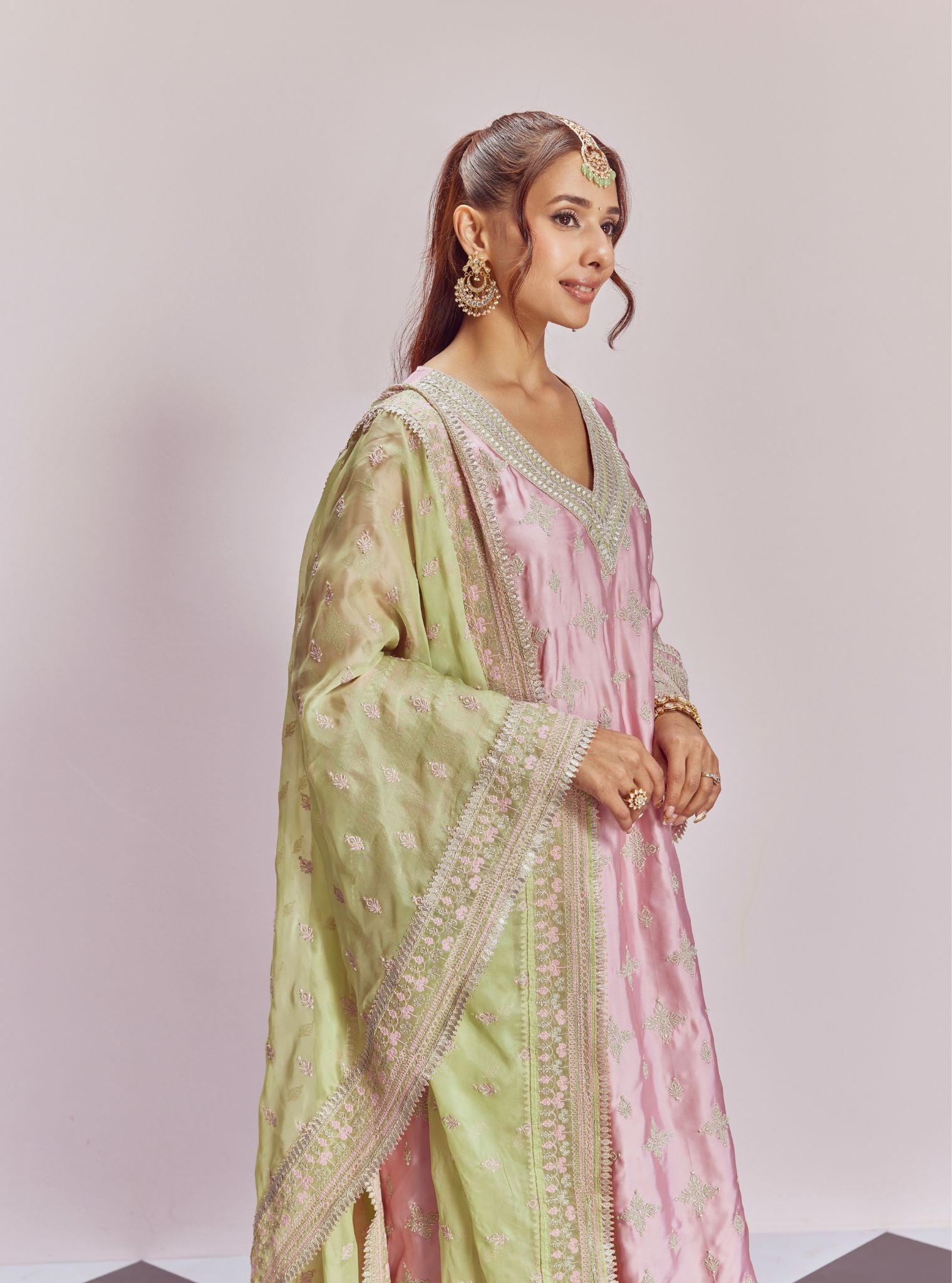 Anni Cupro Satin Onion Pink Kurta Set