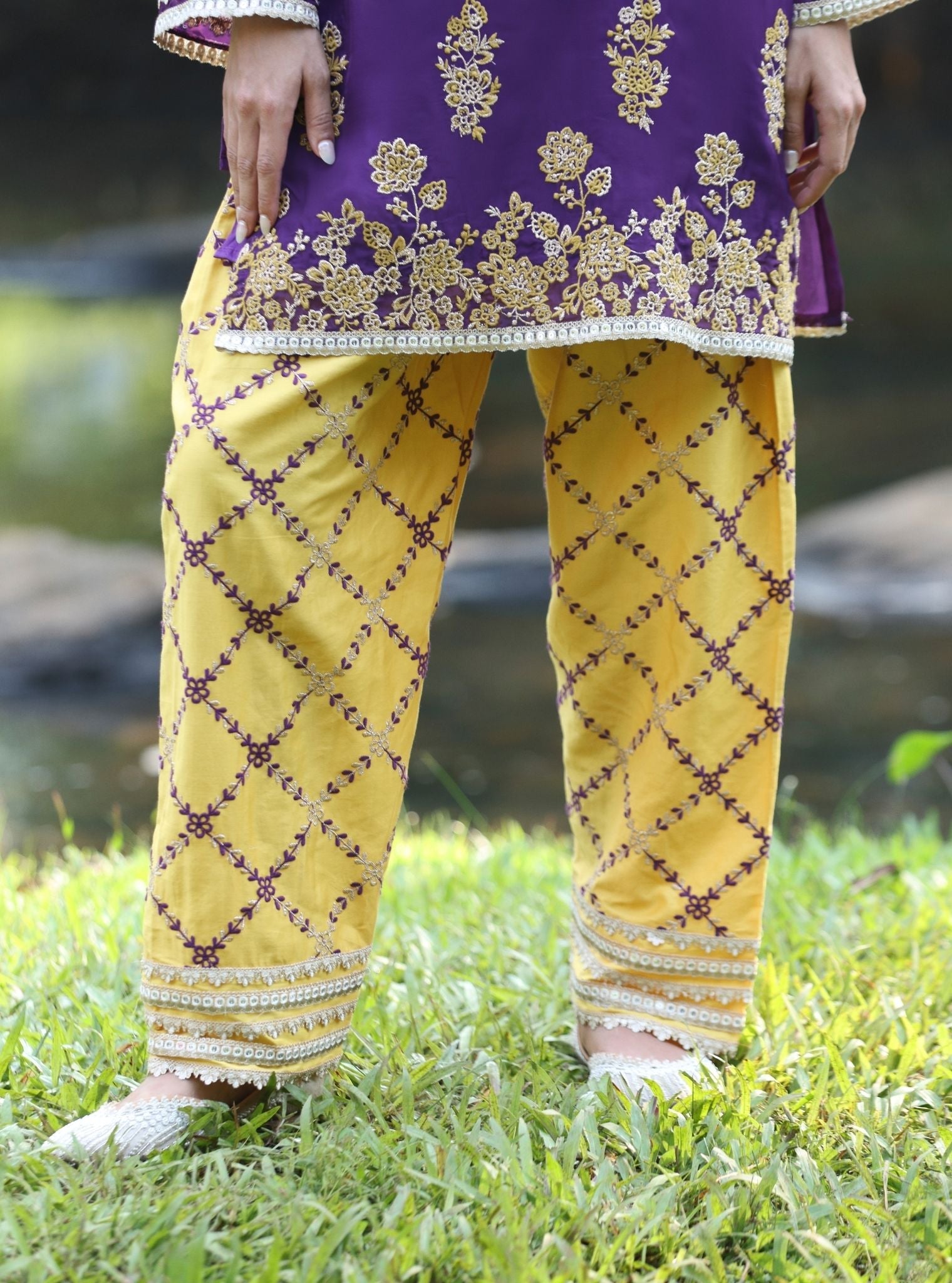 Khwab Organza Purple Kurta Set