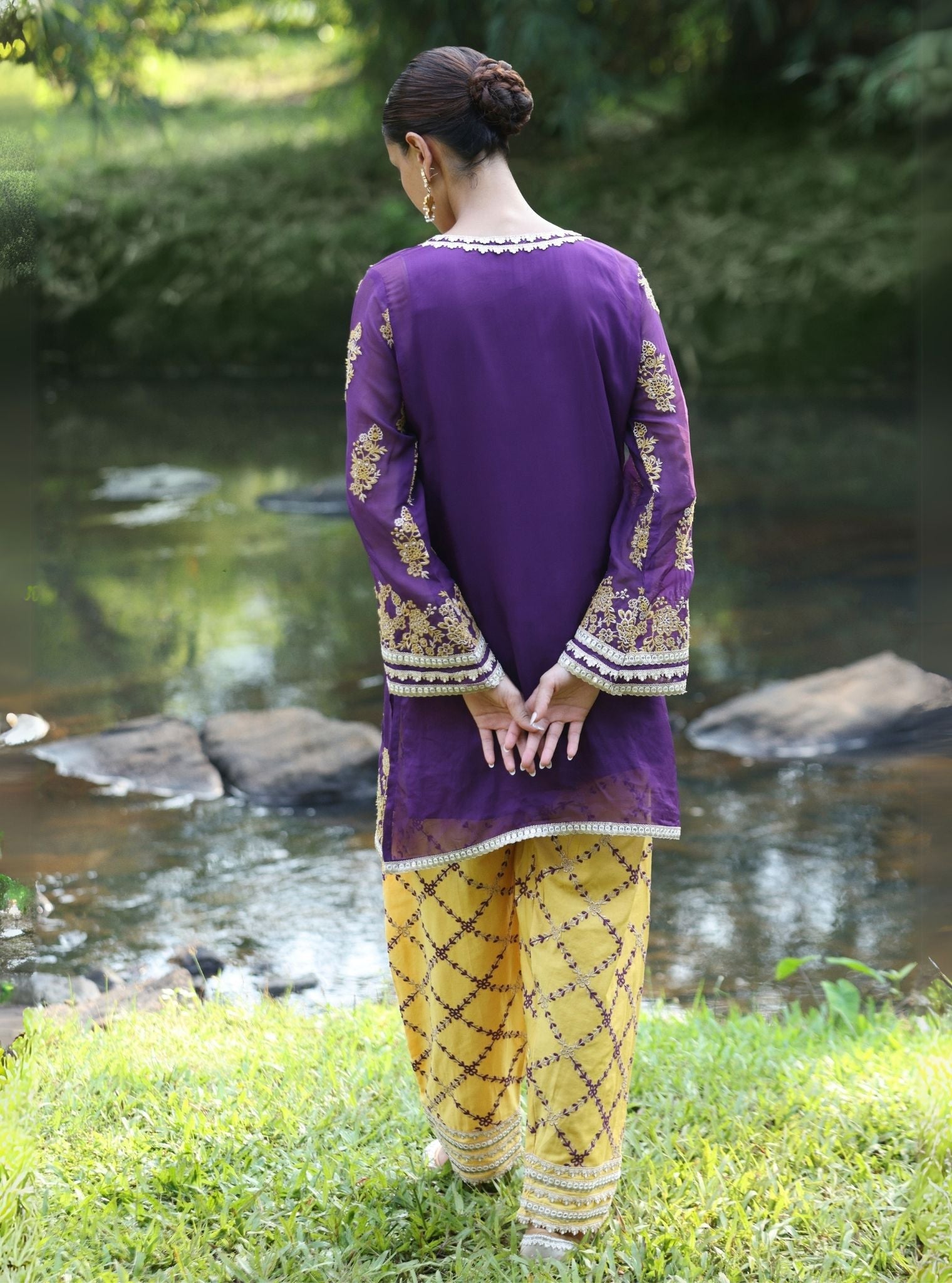 Khwab Organza Purple Kurta Set