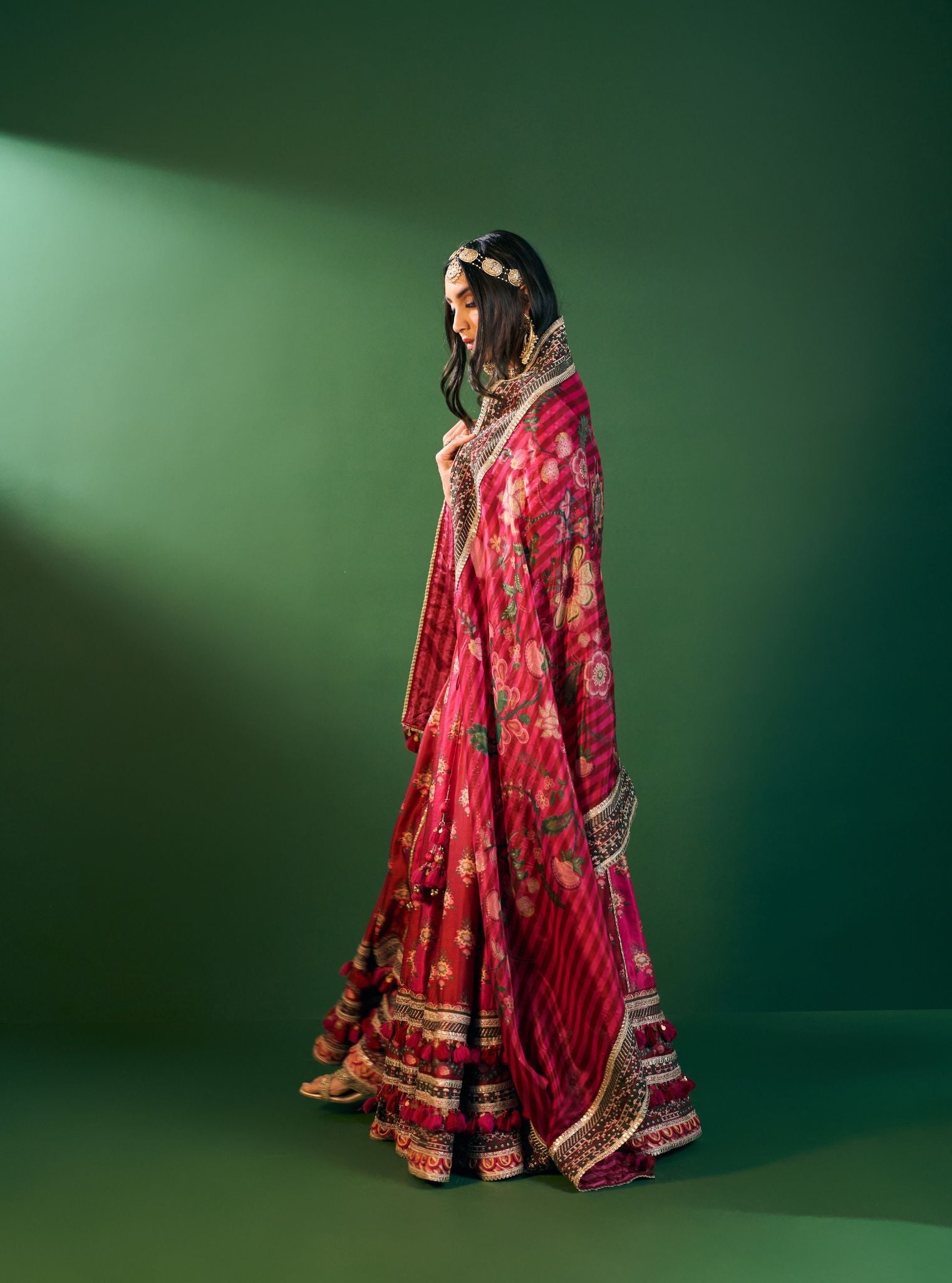 Saviya Cupro Satin Red Lehenga