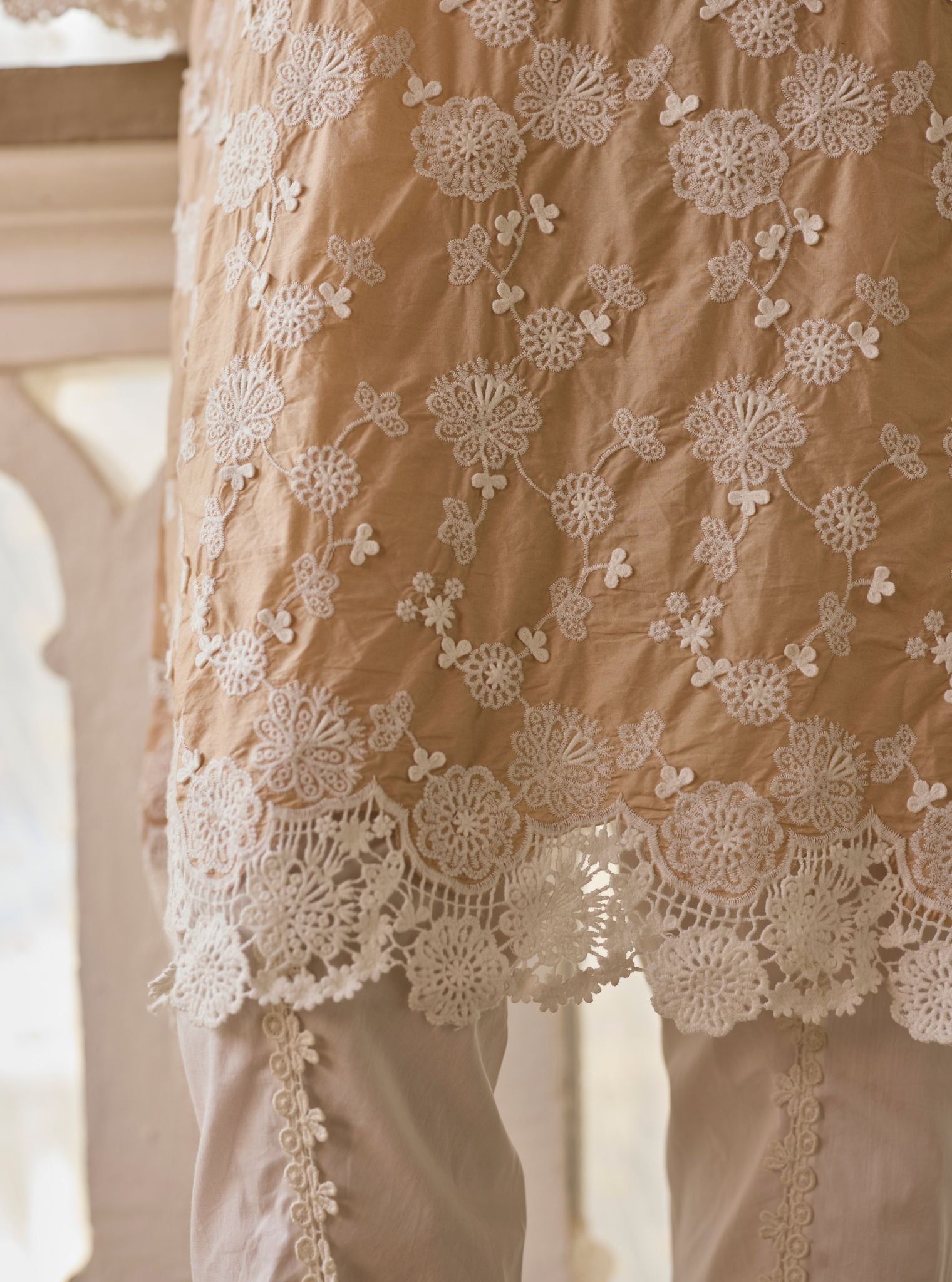 Aaranya Supima Cotton Beige Kurta Set