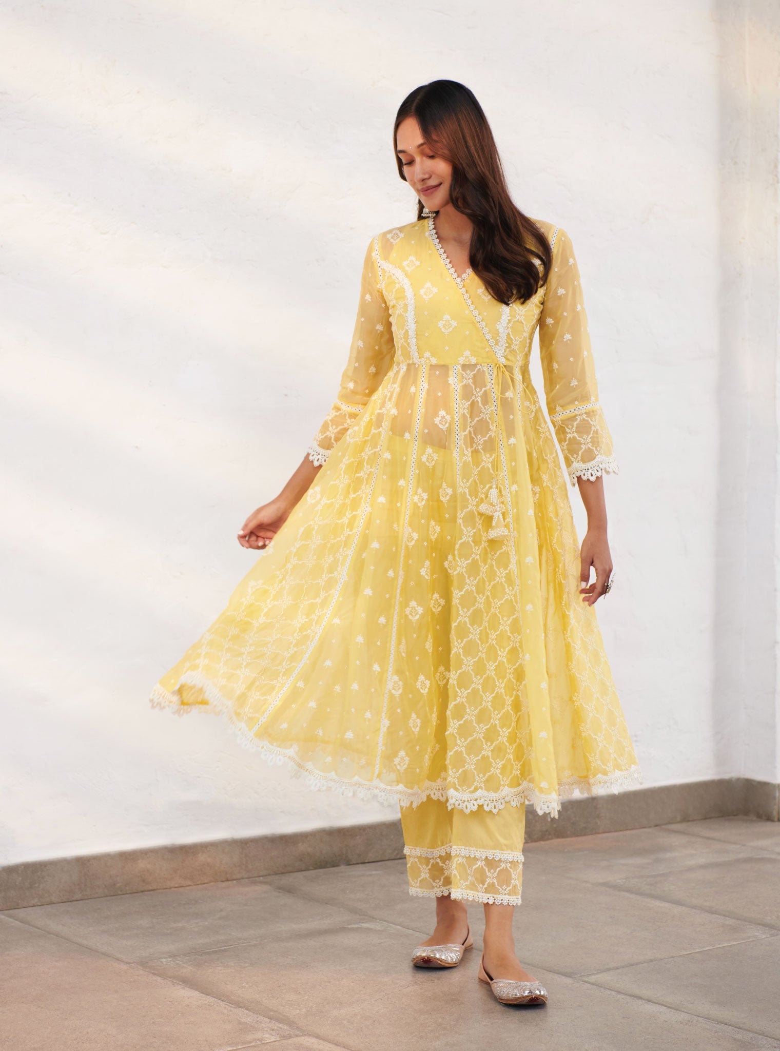 Mulmul Organza Morey Anarkali Kurta