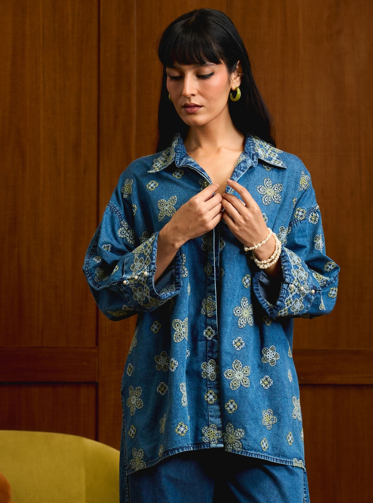 Veha Denim Green Shirt Set