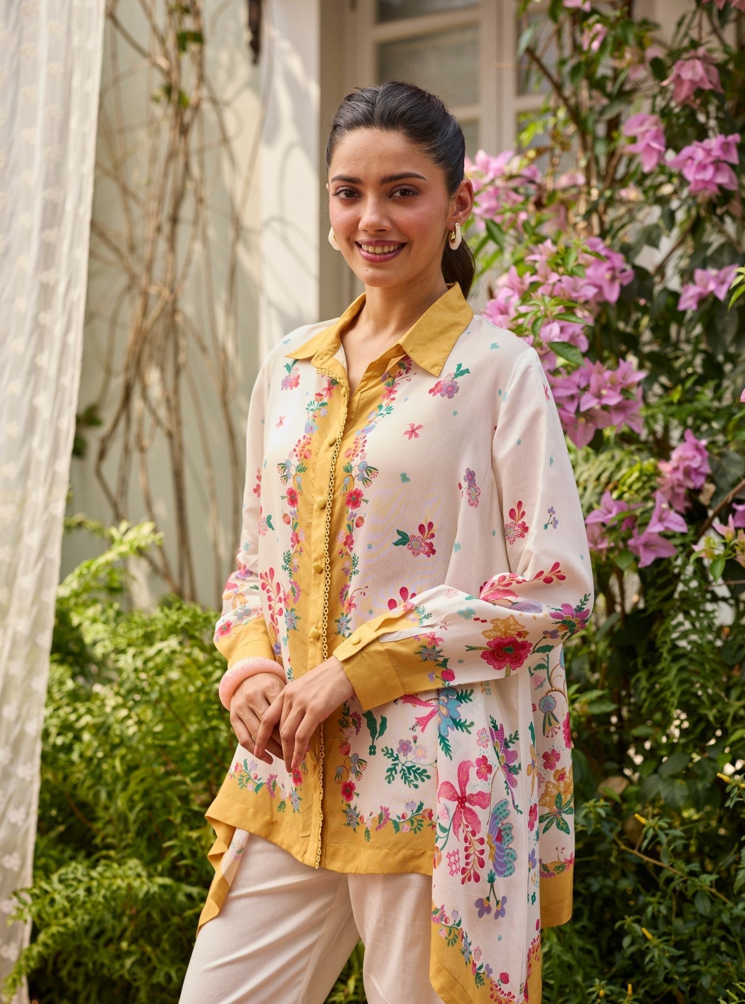 Adhvi Lawn Off White Co-ord Set