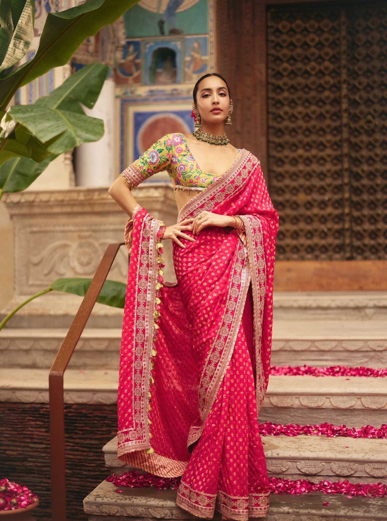 Sanjali Banarasi Fuchsia Saree