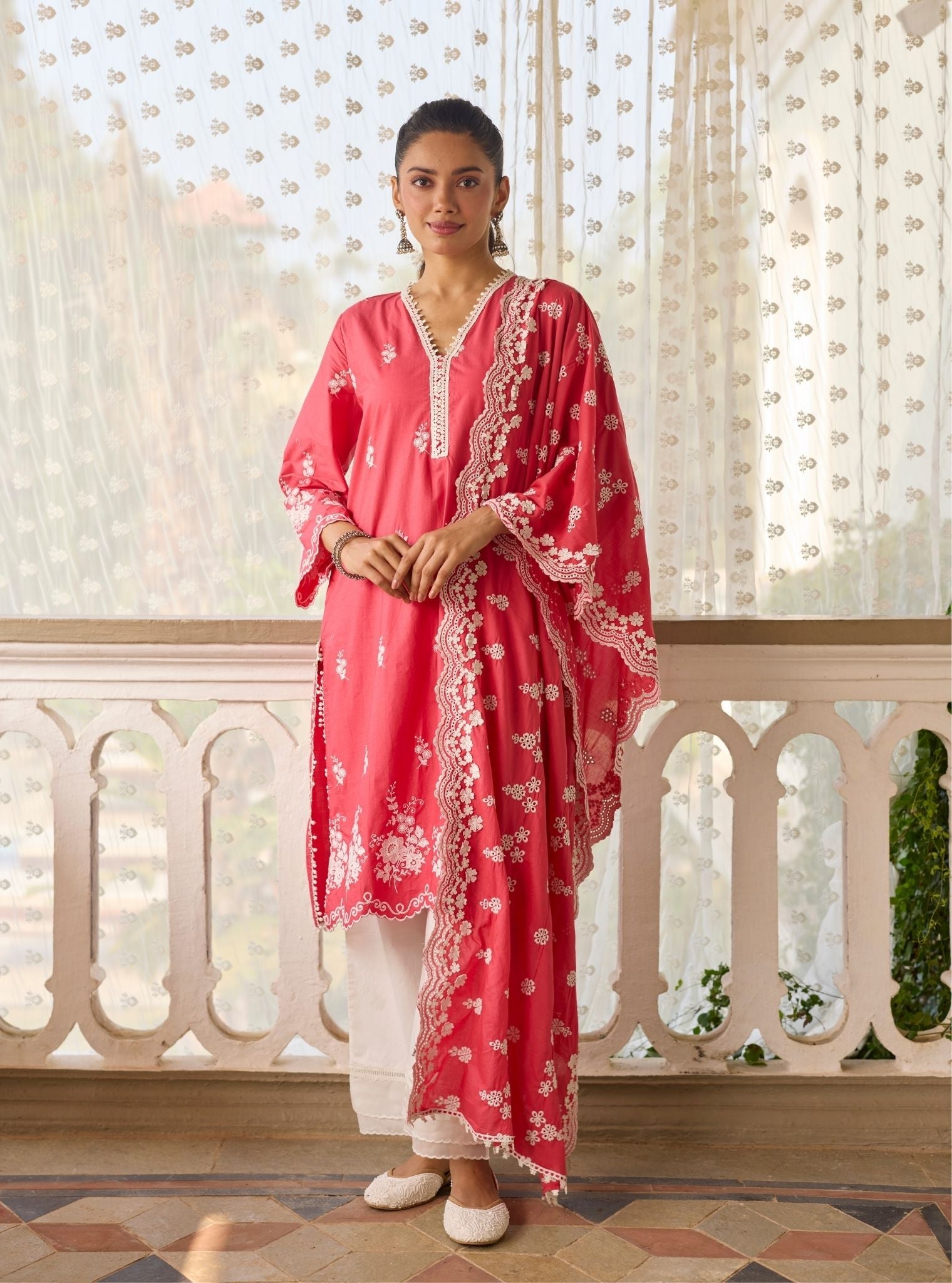 Love Song Supima Cotton Red Kurta Set