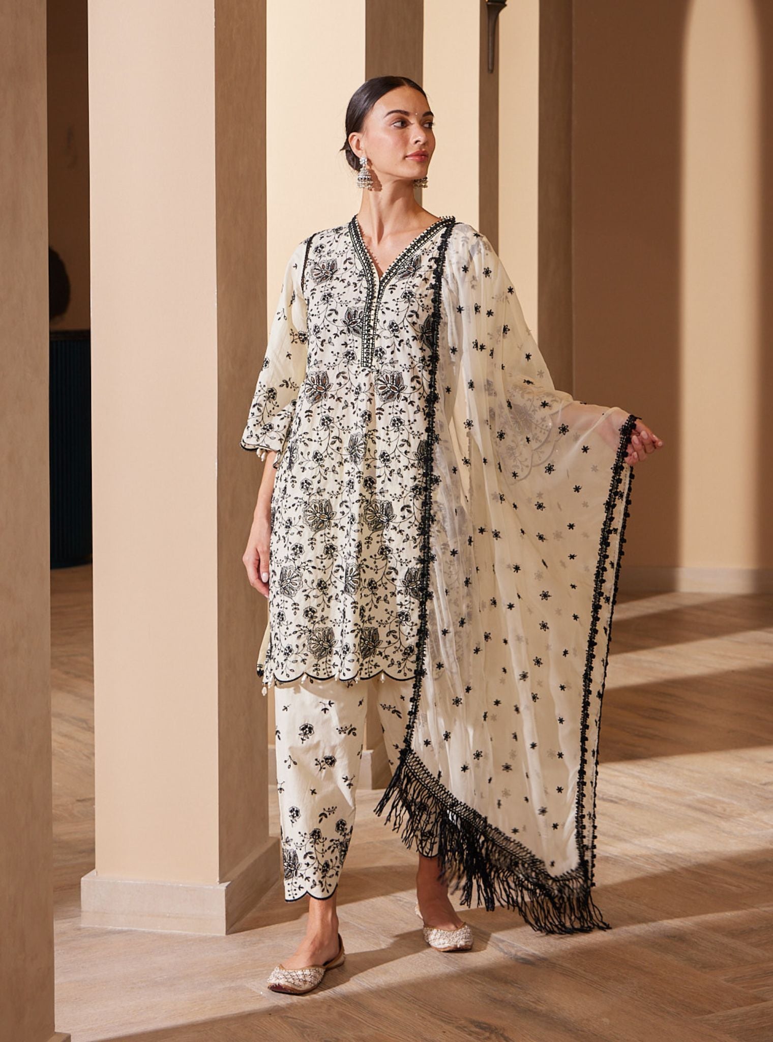 Mulmul Supima Cotton Norwich Off White Kurta