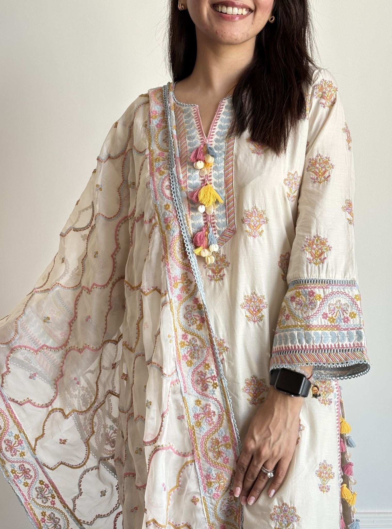 Amoli Supima Cotton Off White Kurta Set