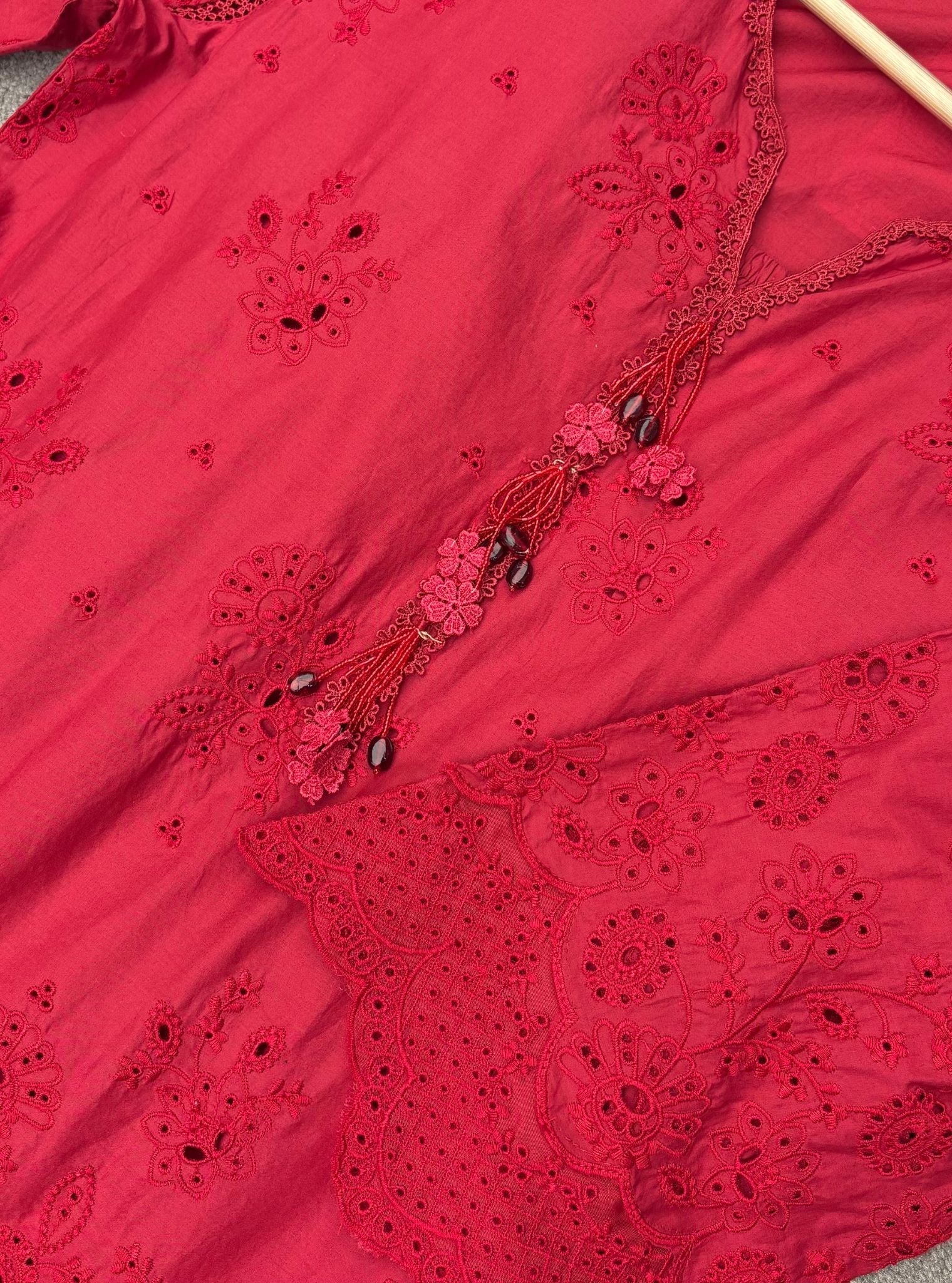 Riva Supima Cotton Red Kurta Set