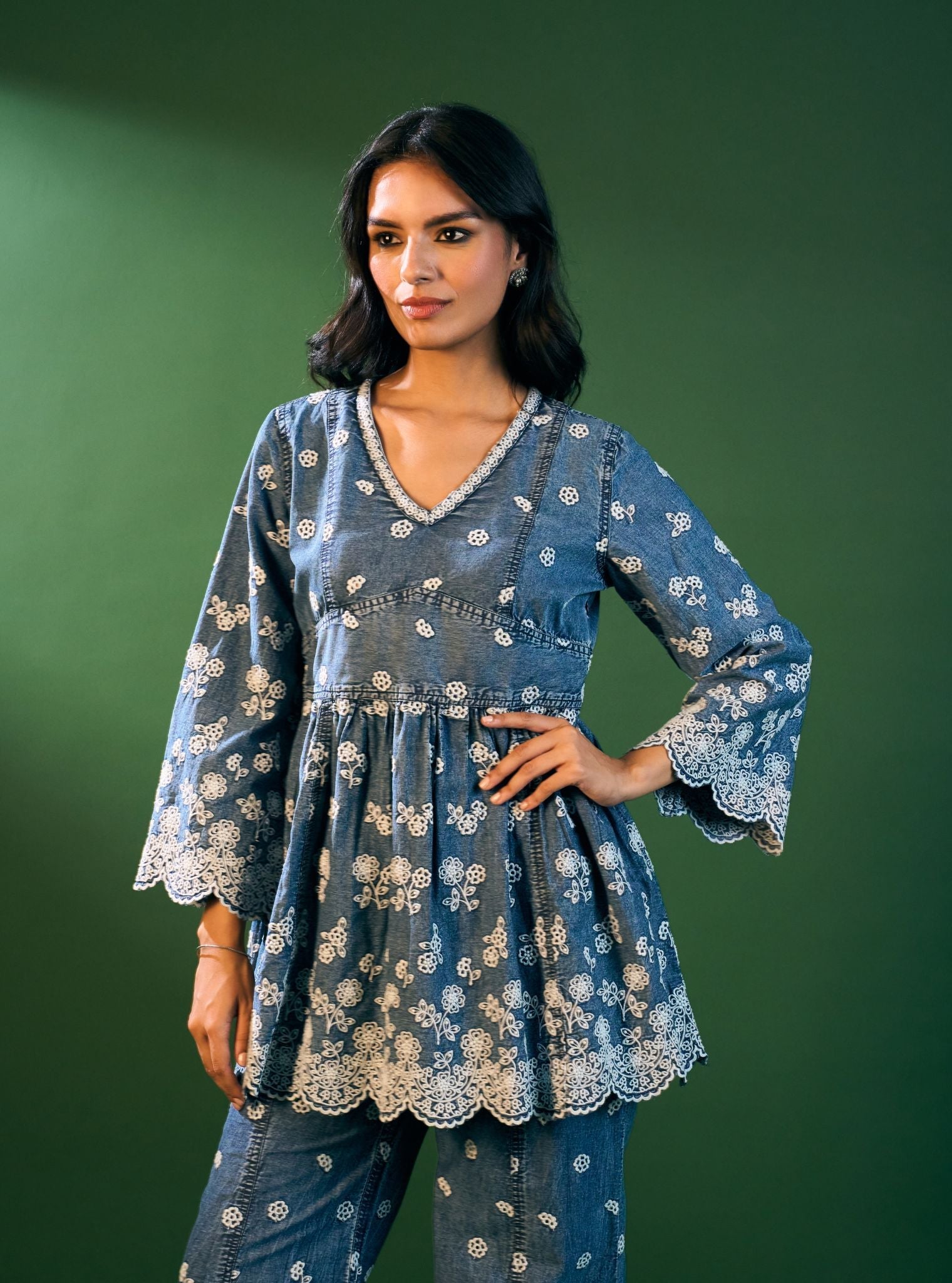 Sariona Denim Blue Co-ord Set