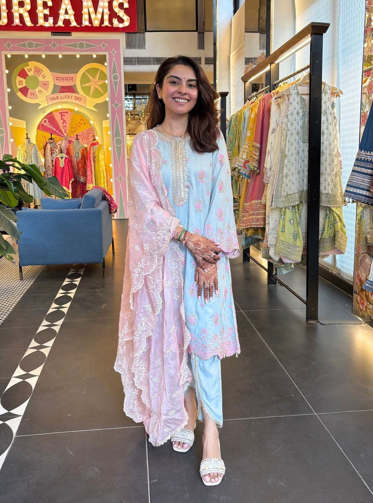 Kangna Lawn Blue Kurta Set