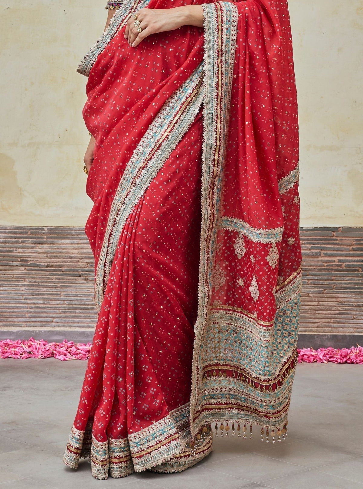 Subhi Bemberg HO Silk Printed Red Saree
