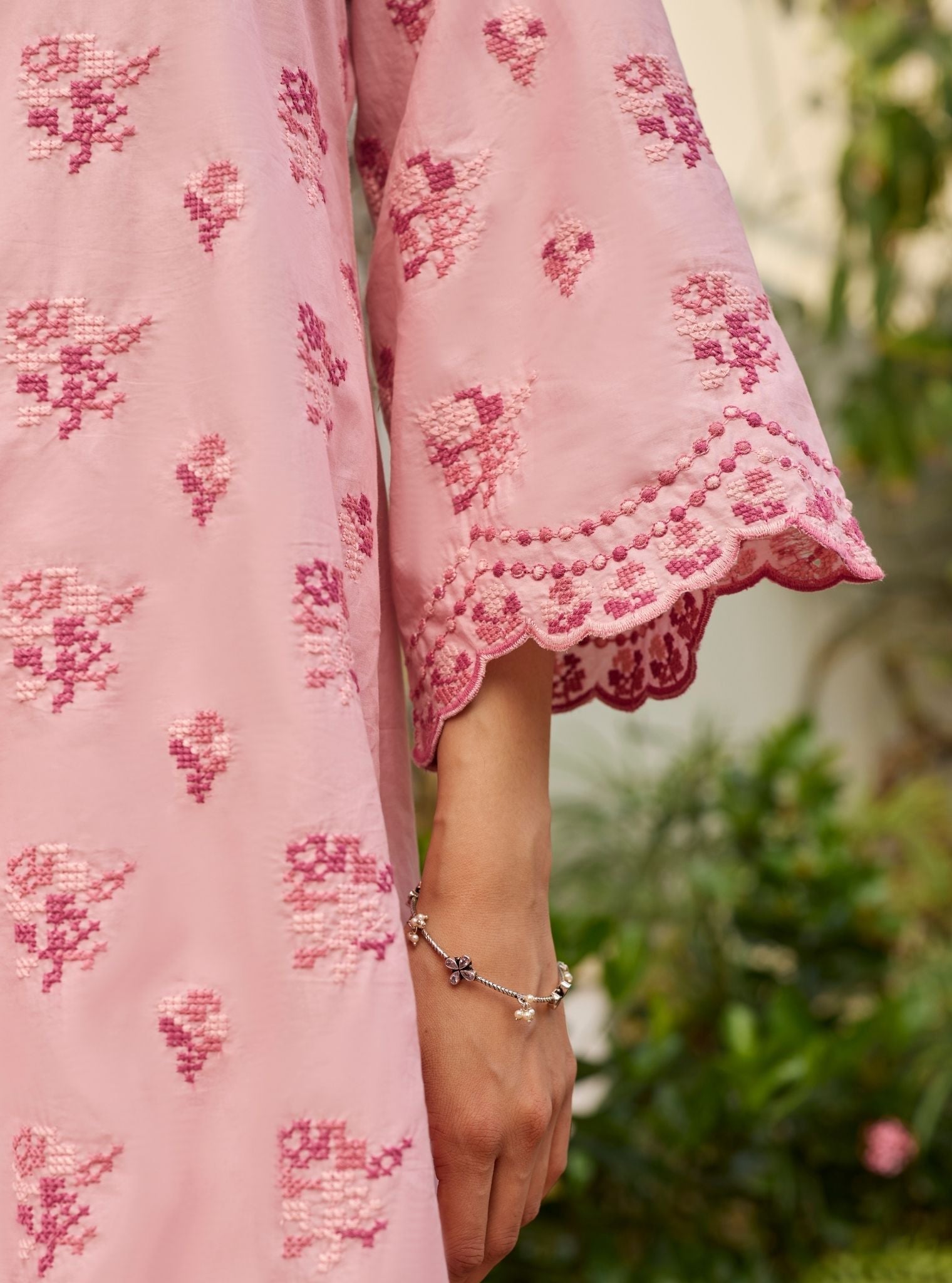 Aviya Supima Cotton Pink Short Kurta Set