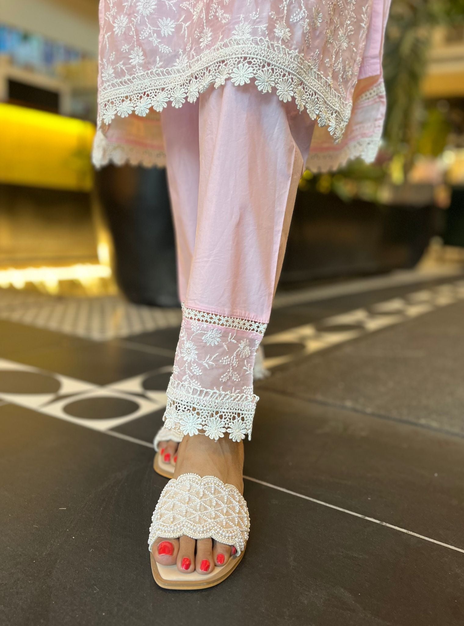 Ally Organza Pink Kurta Set