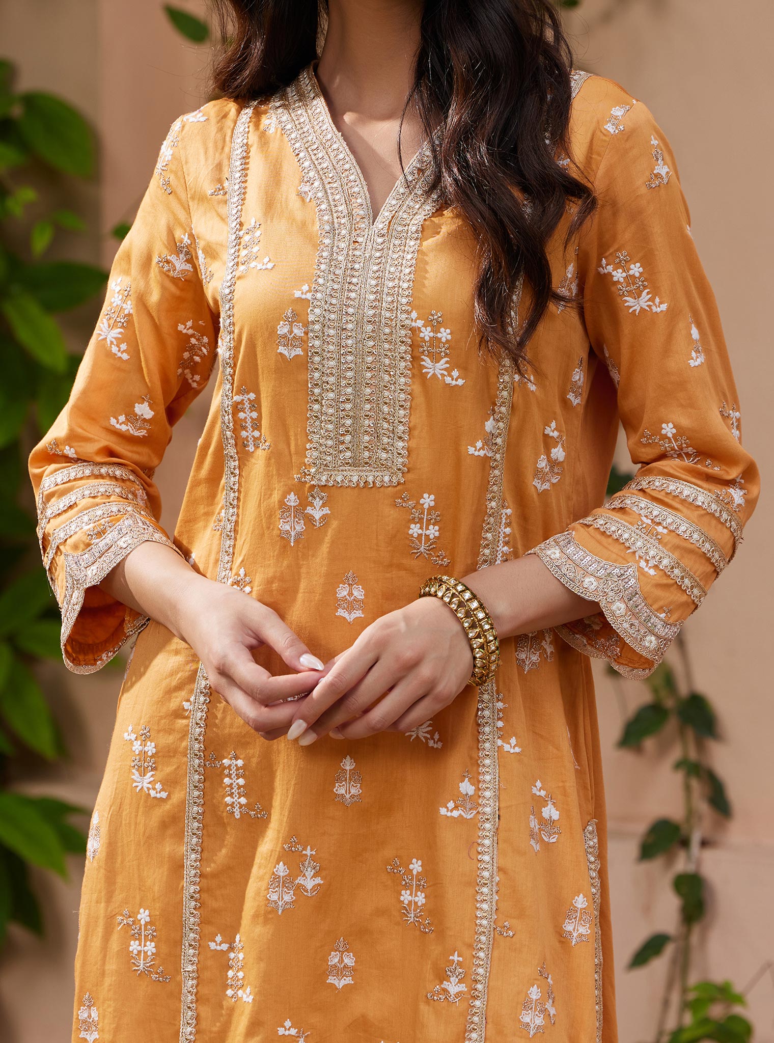 Mulmul Pima Nimisa Orange Kurta