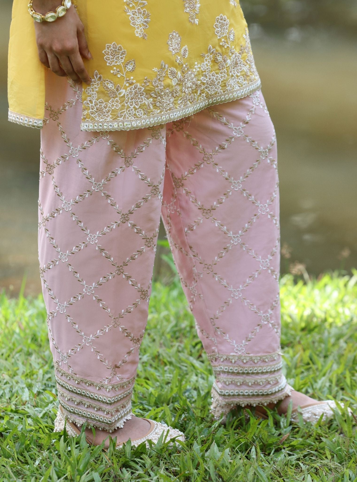 Khwab Organza Yellow Kurta Set