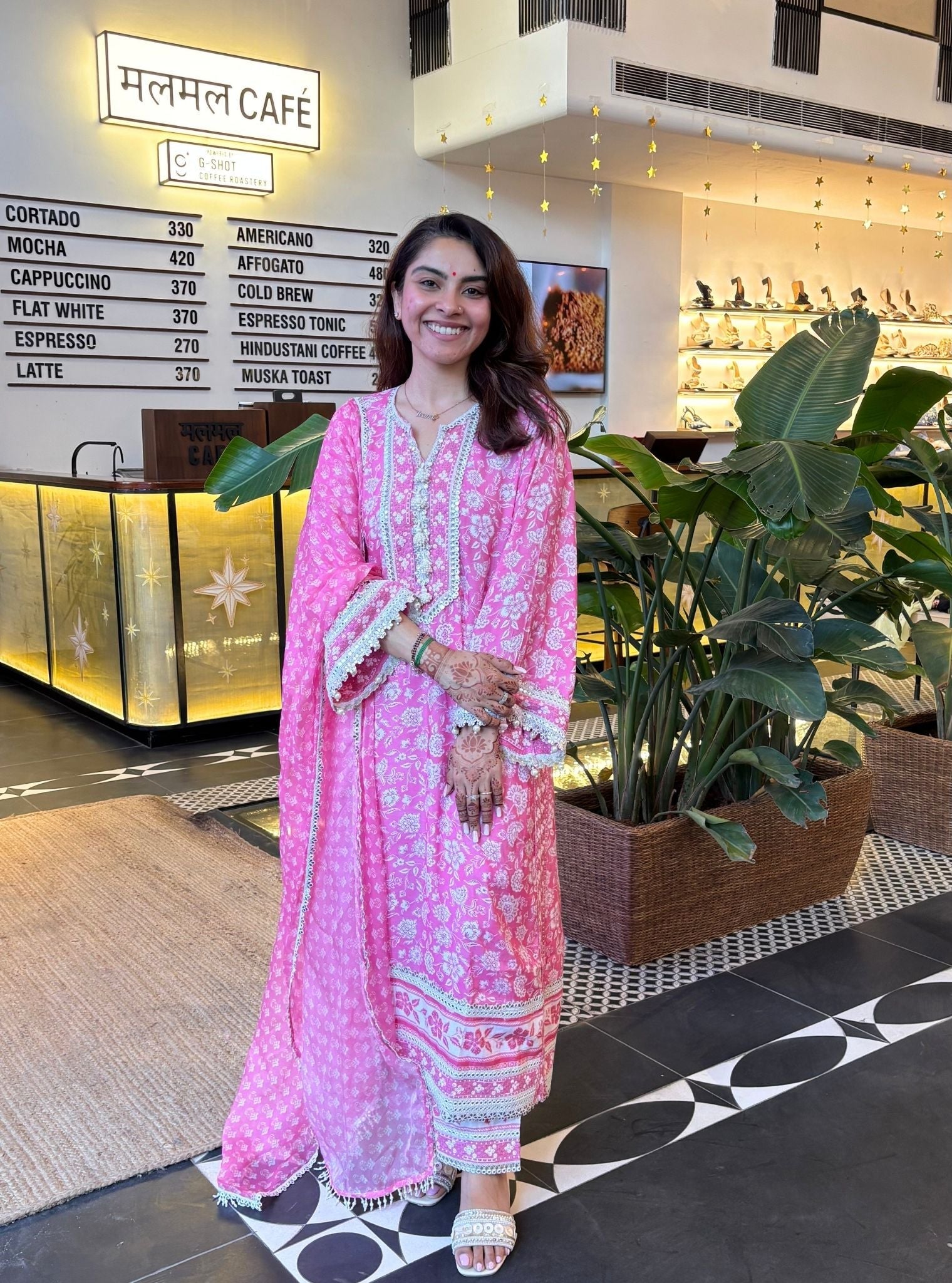 Ura Lawn Printed Pink Kurta Set
