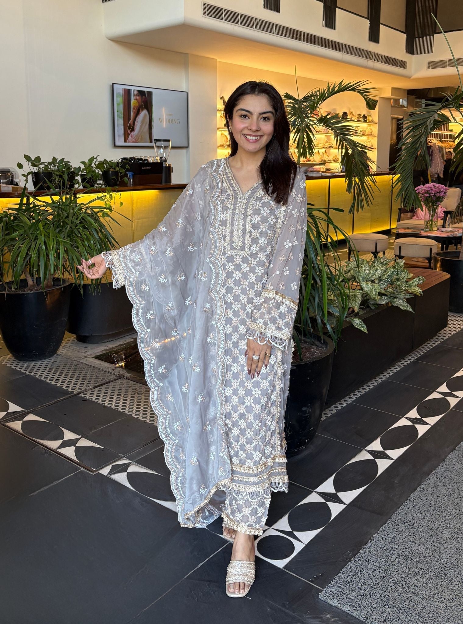 Citra Organza Grey Kurta Set