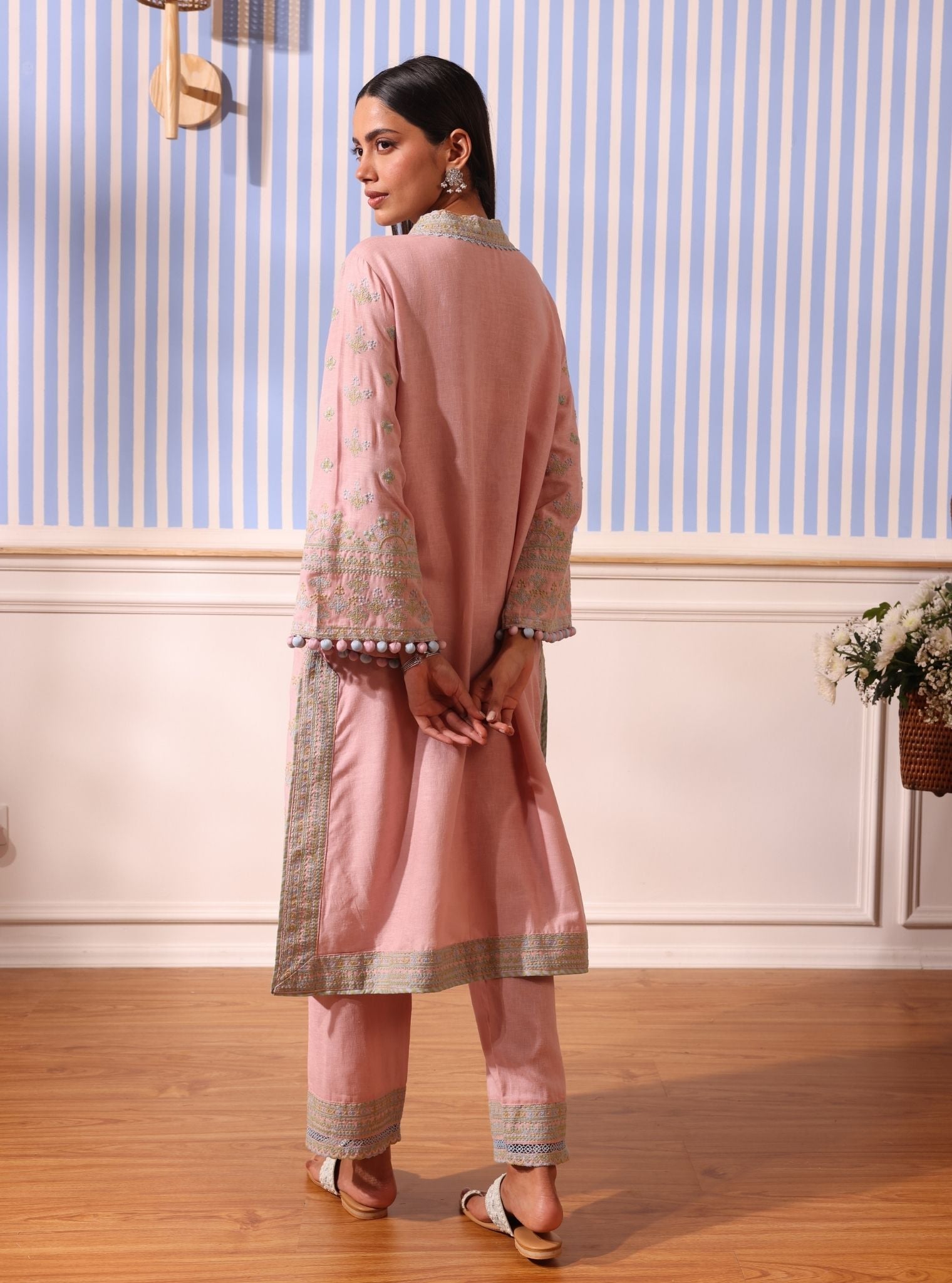 Shileh Linen Pink Kurta Set