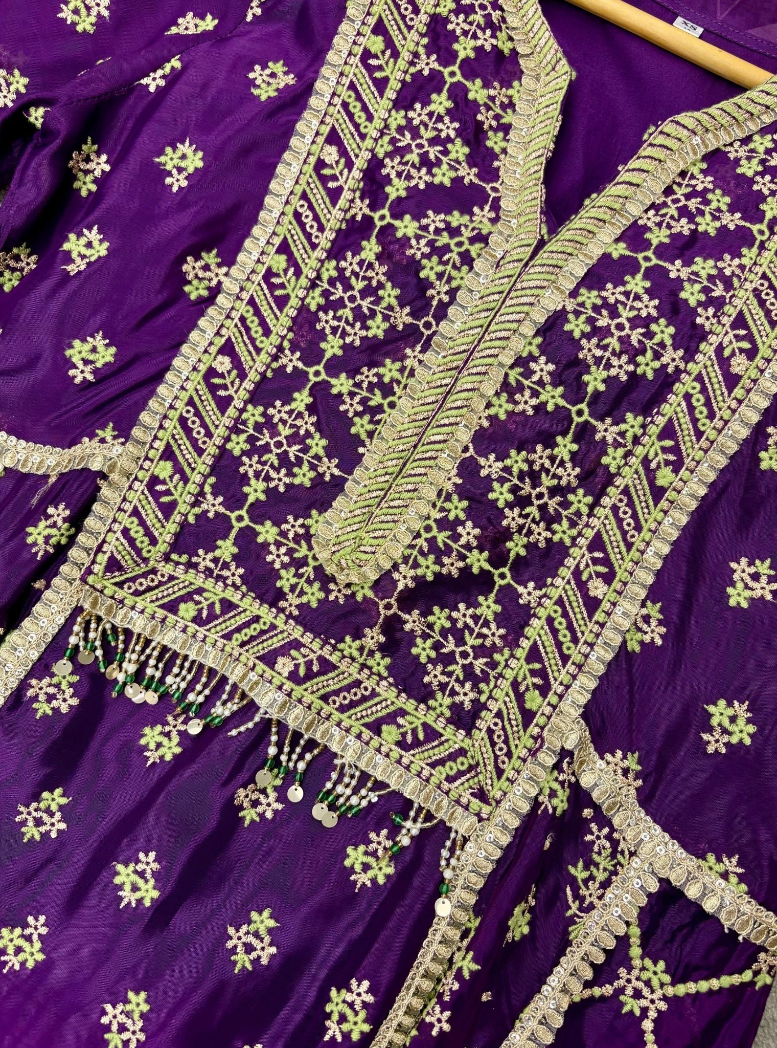 Sundari Viscose Glass Organza Luxe Purple Anarkali Kurta Set