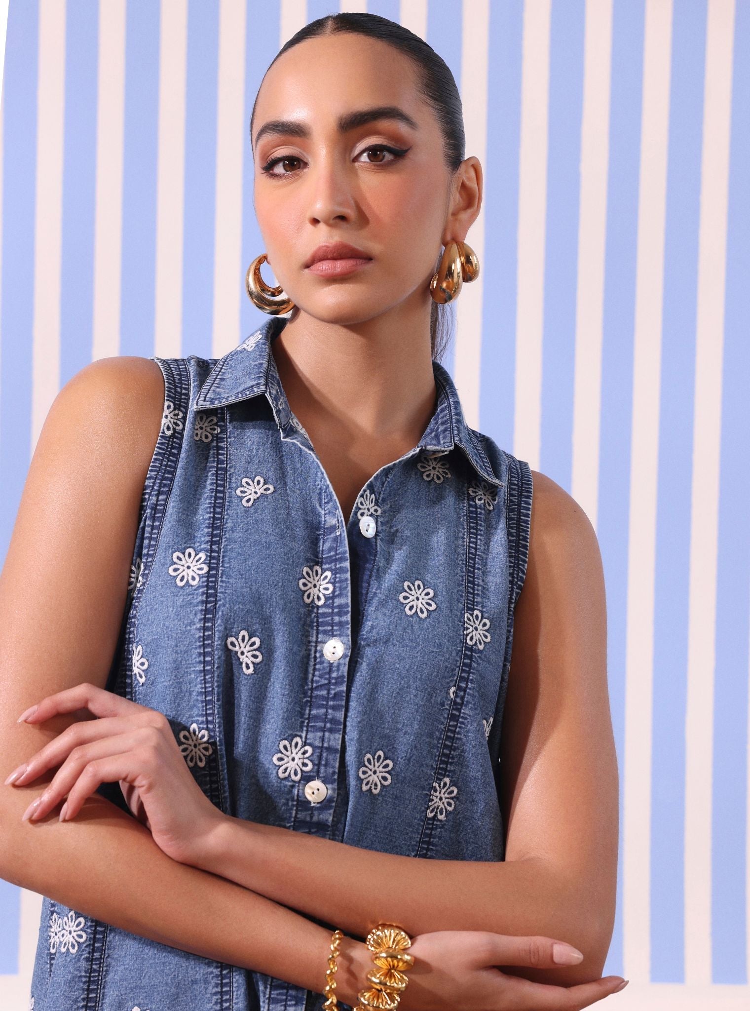 Mulmul Lavinia Denim Dress