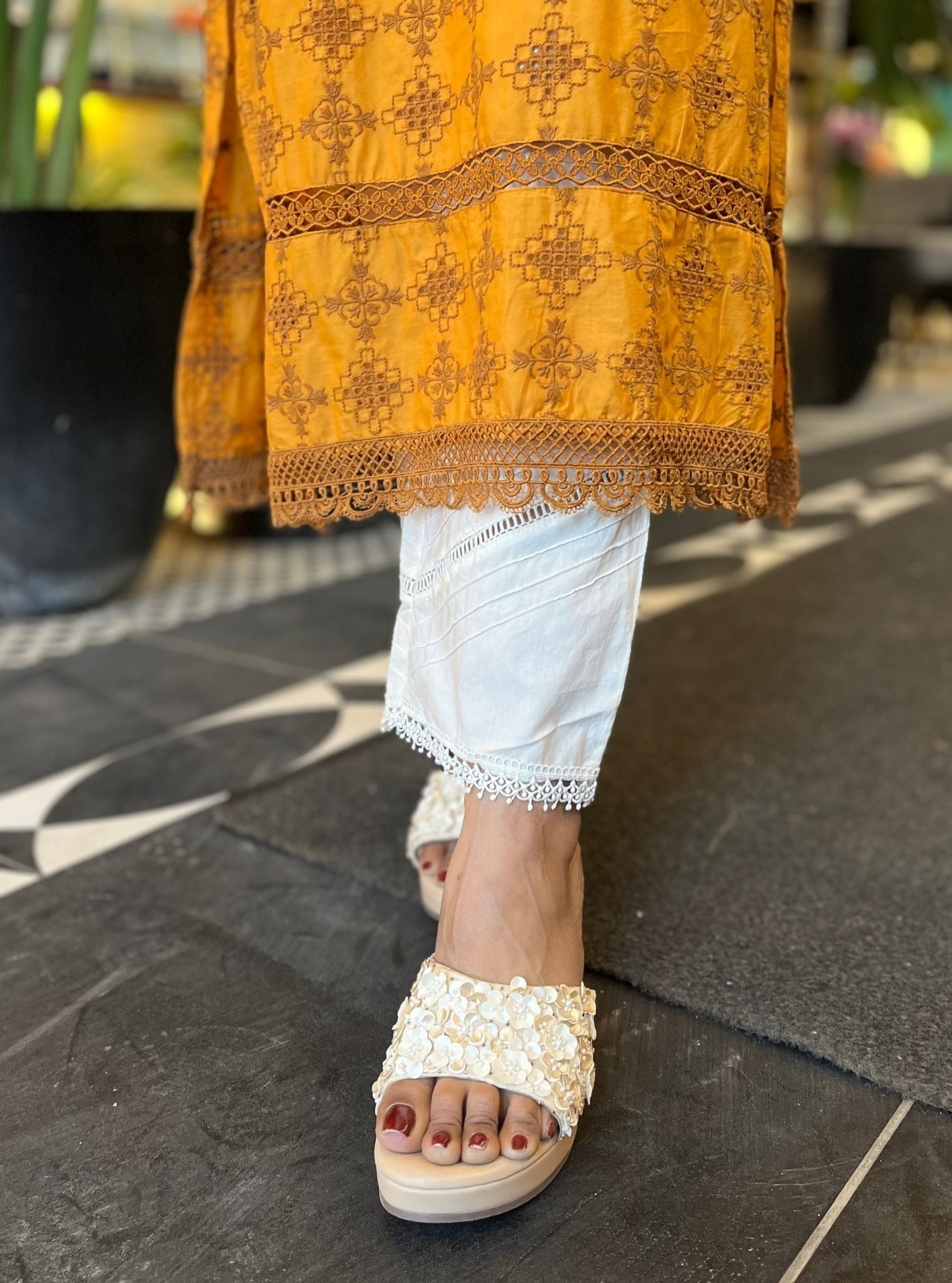 Sarali Supima Cotton Mustard Kurta Set