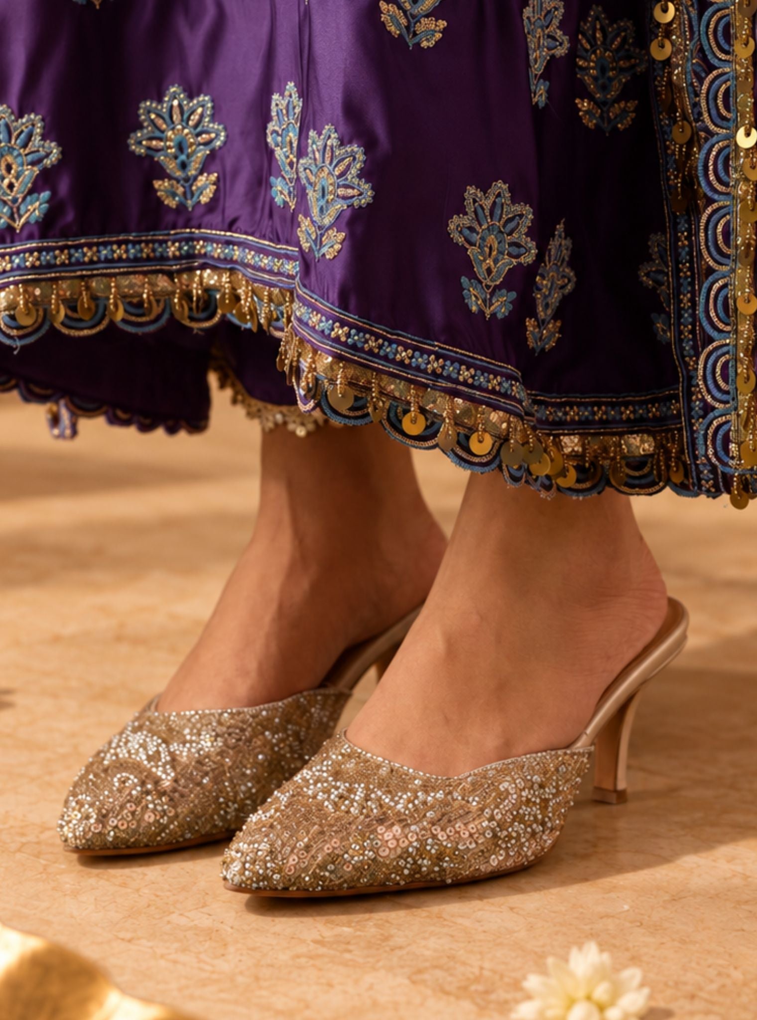 Naira Antique Gold Vegan Pointy Heel