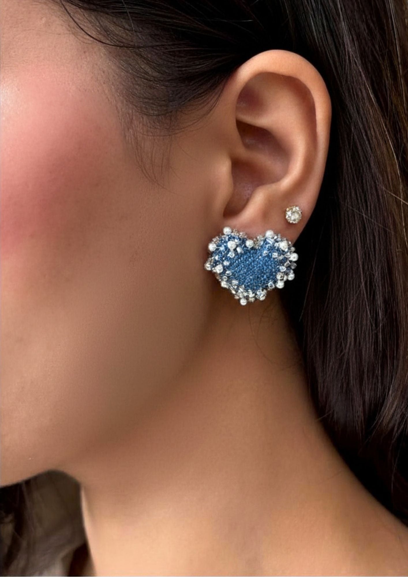 Denim Heart Earring