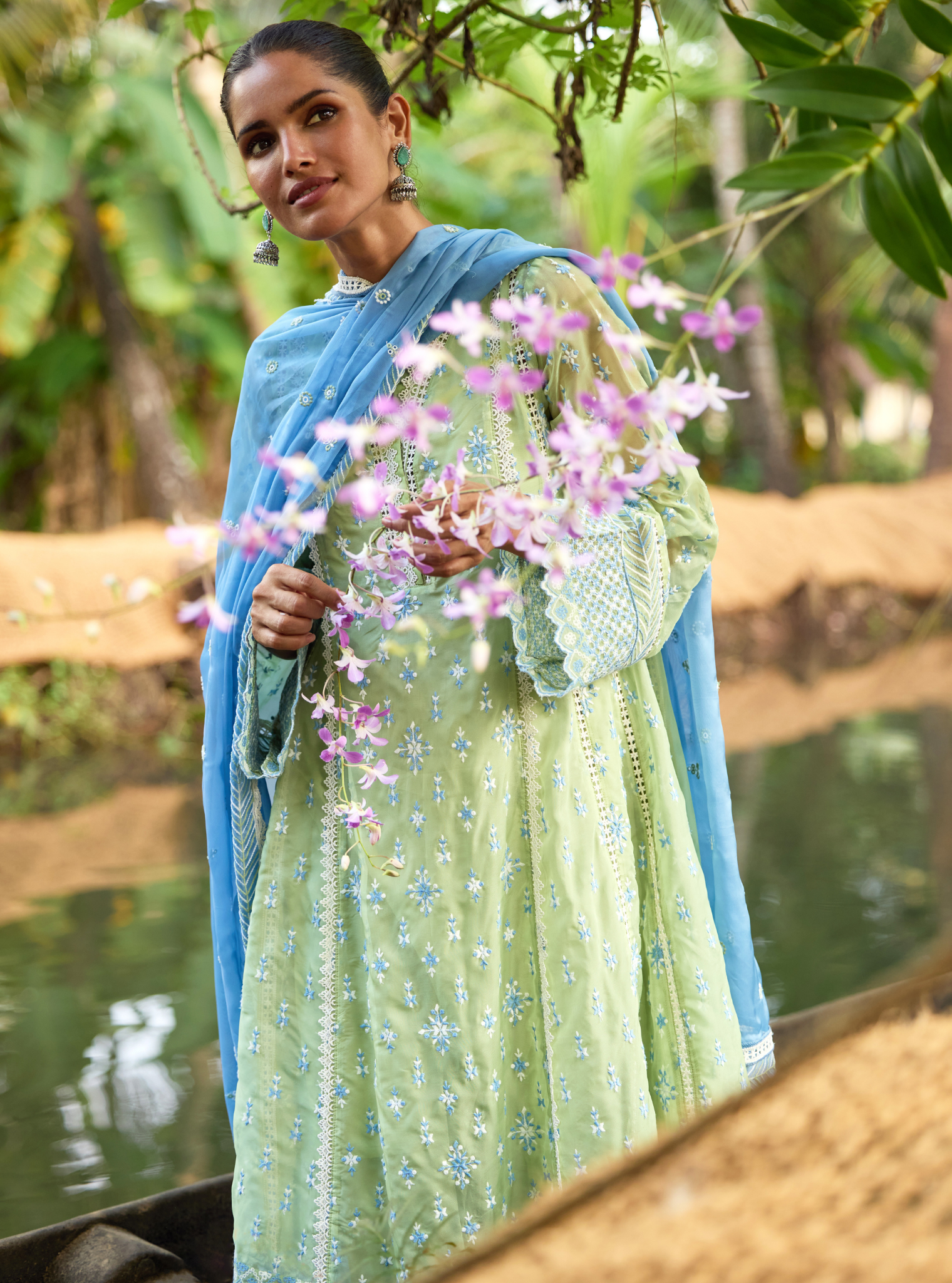 Mulmul Organza Niral Denim Dupatta