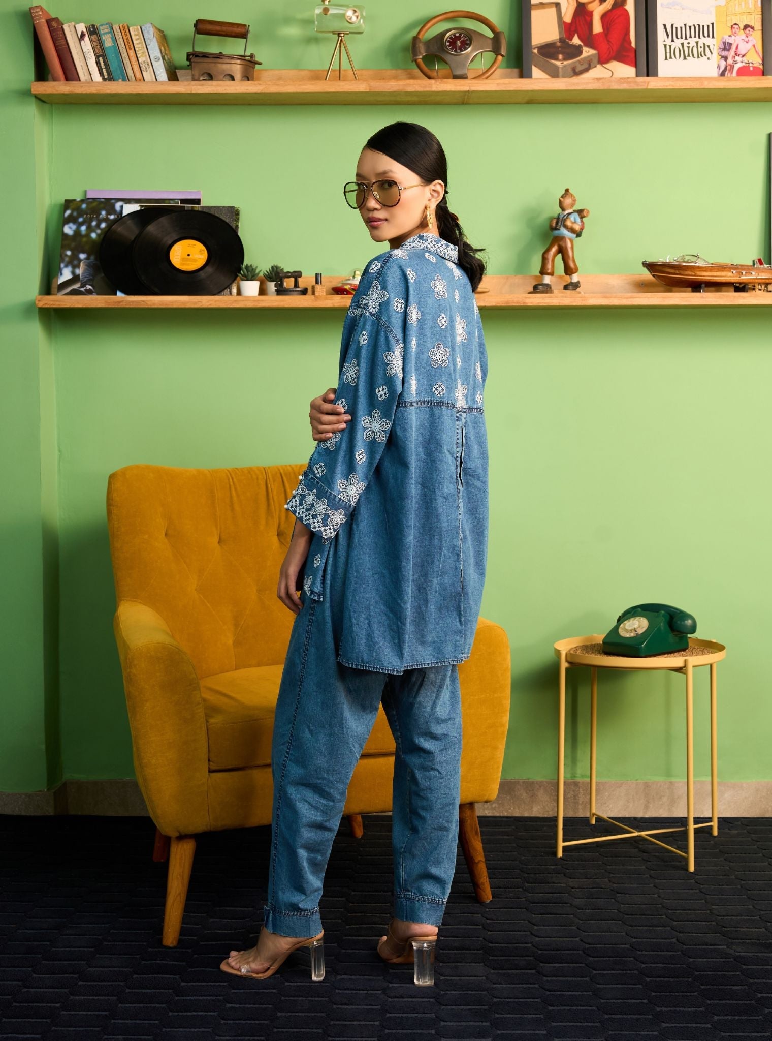 Veha Denim White Shirt Set