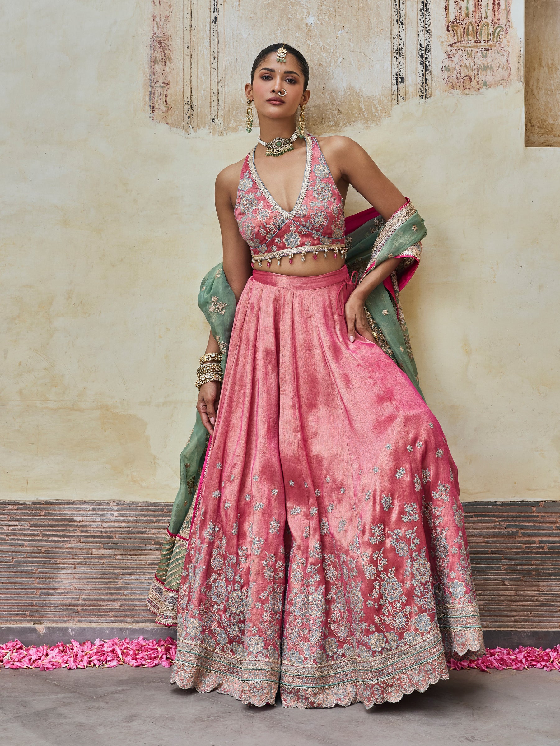 Saawri Bemberg Giraffe Fuchsia Lehenga