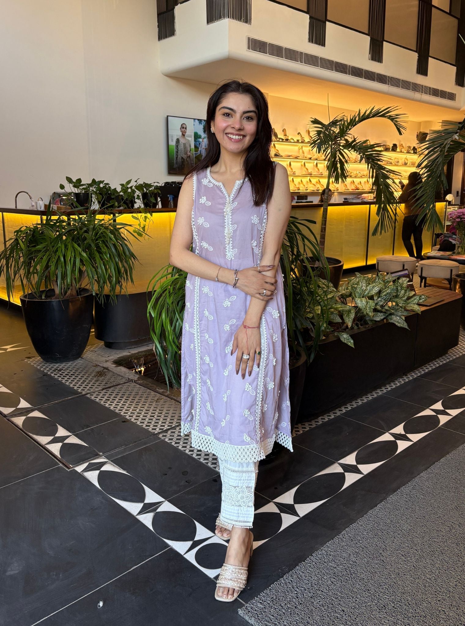 Ektara Supima Cotton Lilac Kurta Set