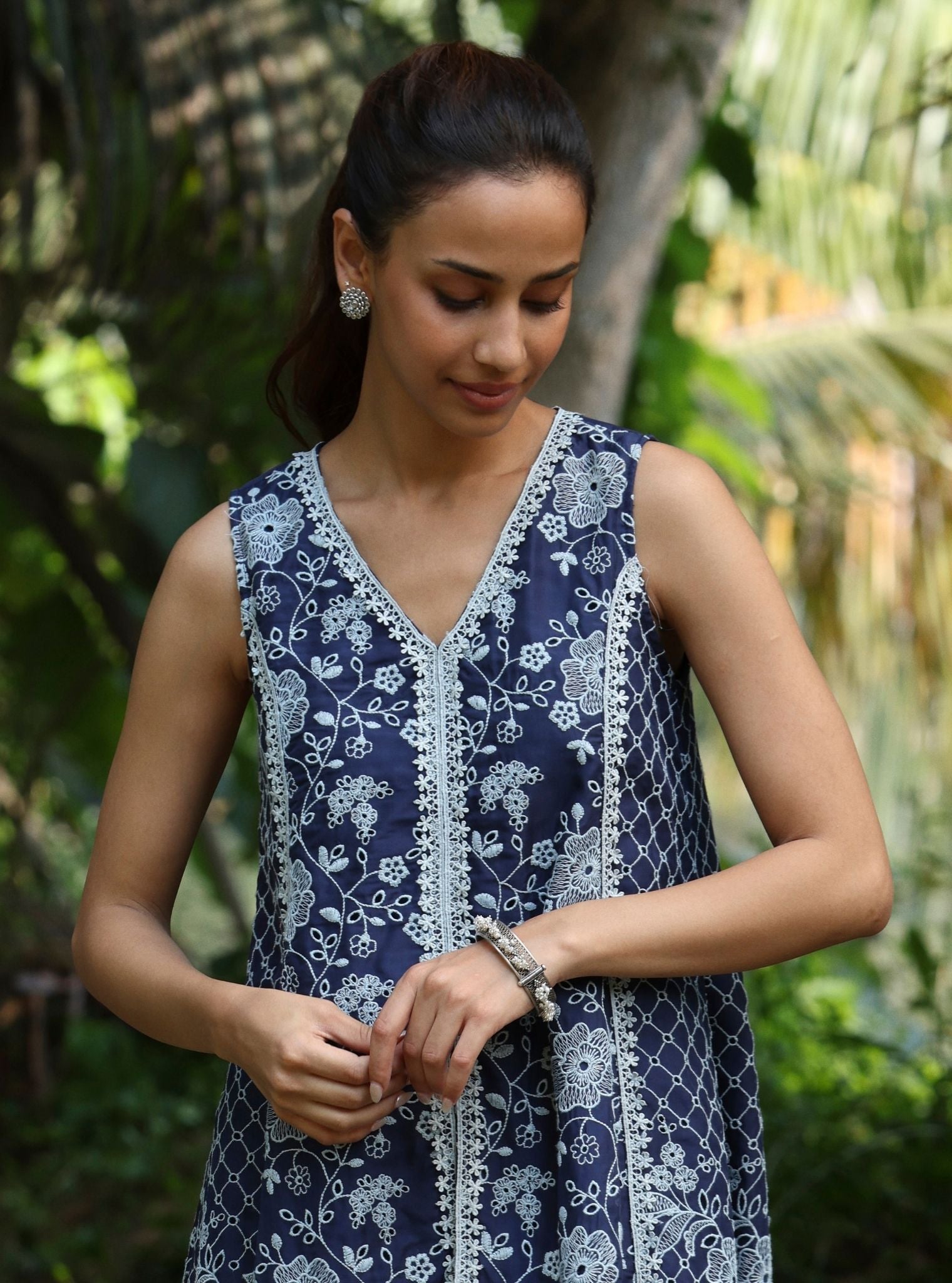 Nithara Organza Navy Co-ord Set