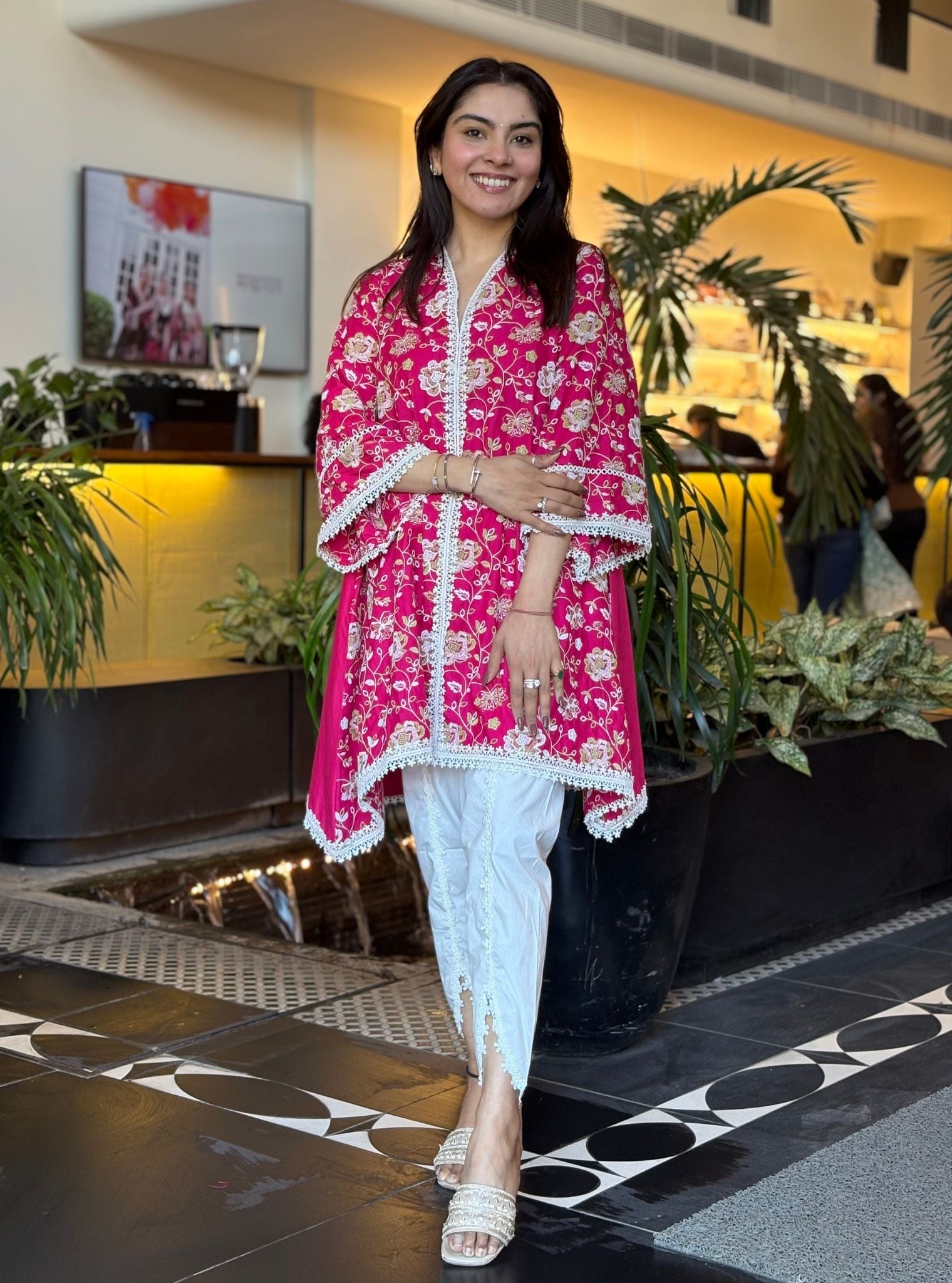 Falaknuma Supima Cotton Mustard Kurta With Aelira White Dhoti Pant