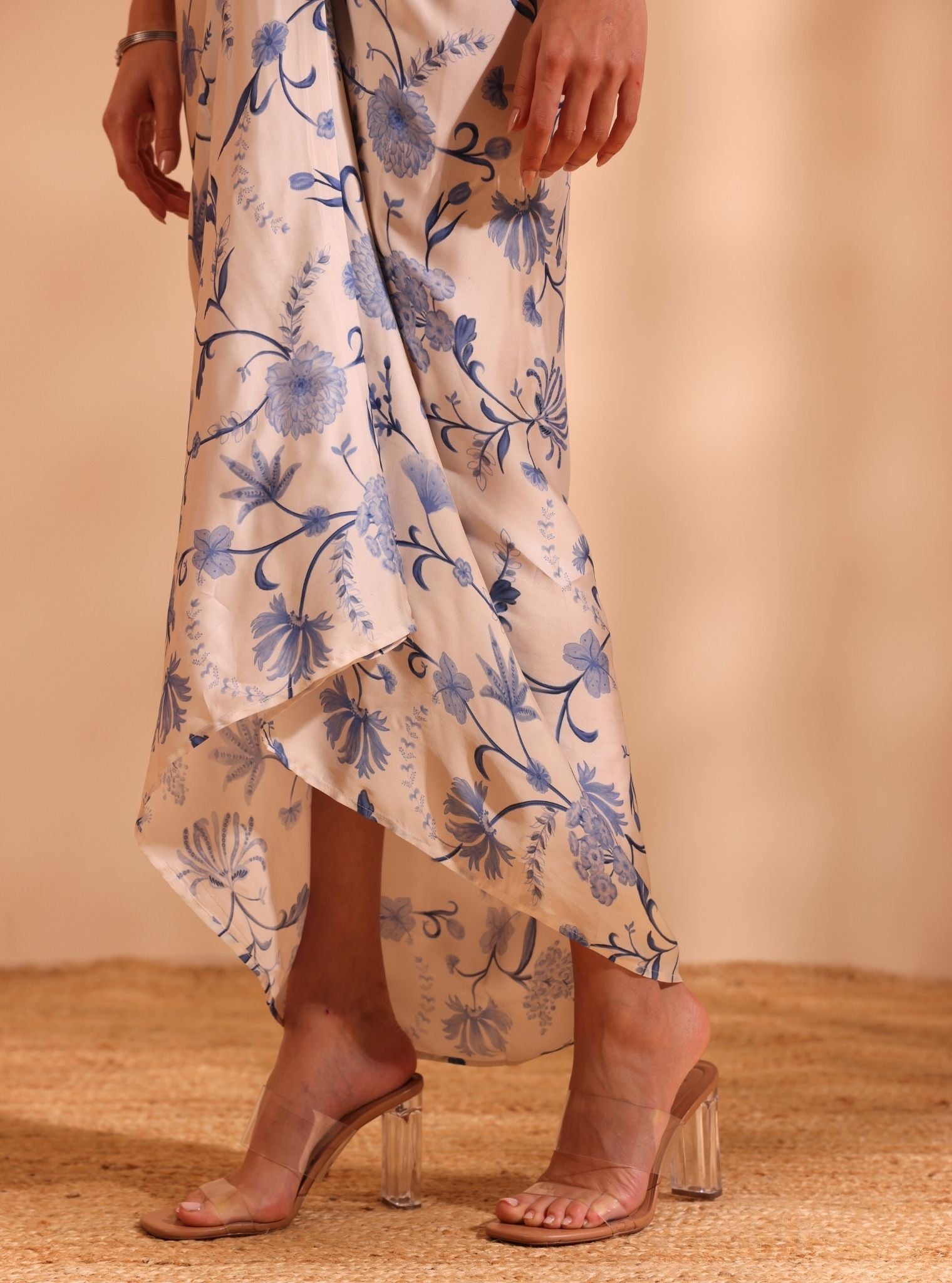 Mulmul Cupro Satin Printed Hasi Off White Shirt With Mulmul Cupro Satin Printed Hasi Off White Skirt