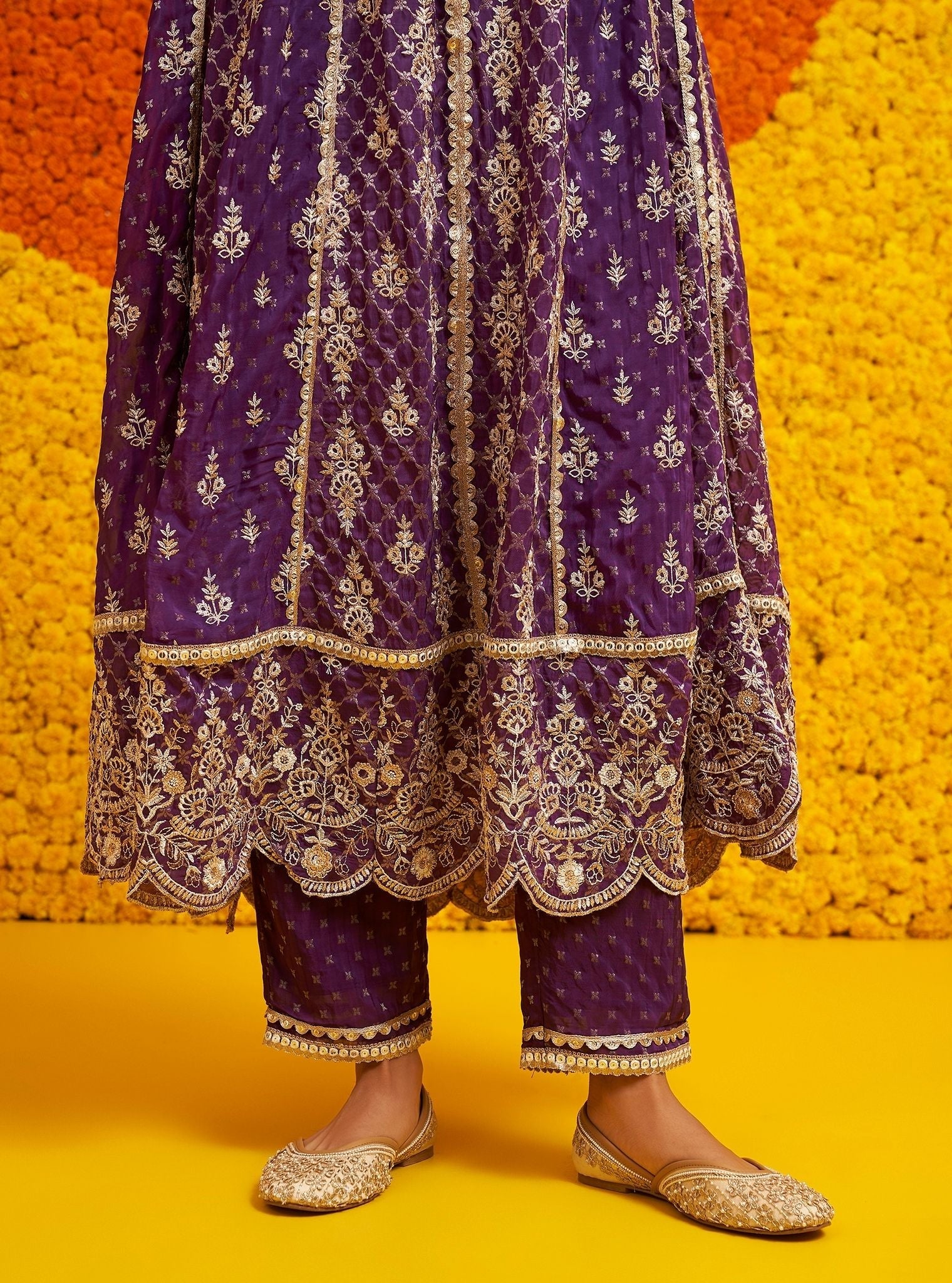 Chalka Banarsi Purple Anarkali Kurta Set