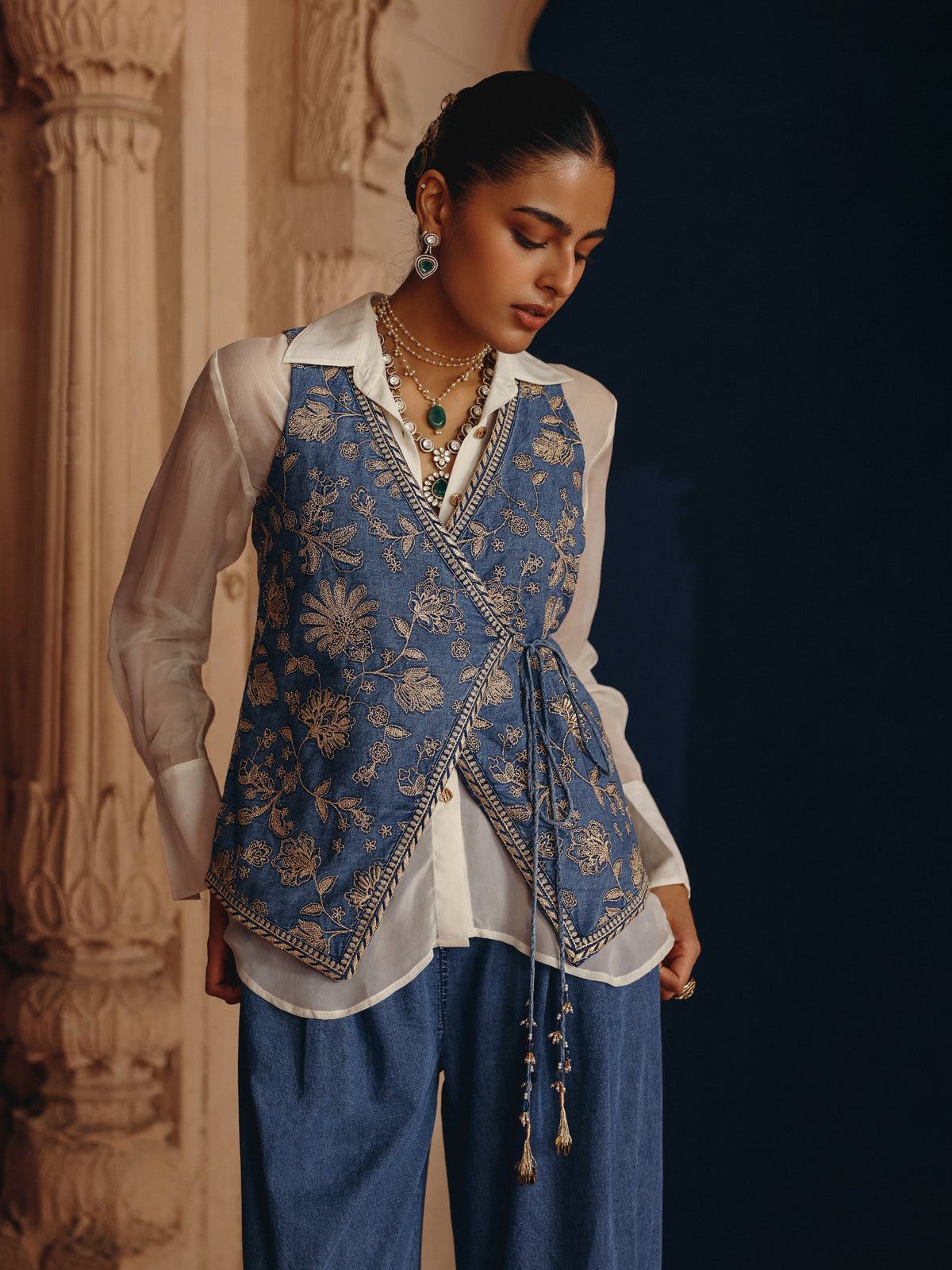 Dhuni Denim Waistcoat with Pants