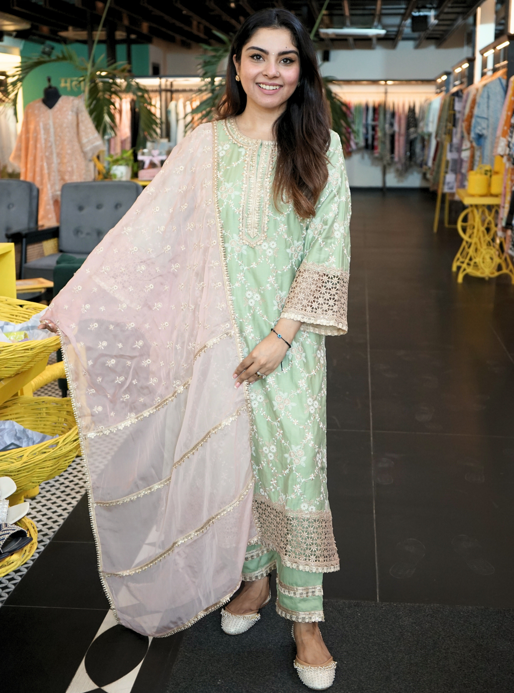 Agasti Rag Agasti Pima Green Kurta Set