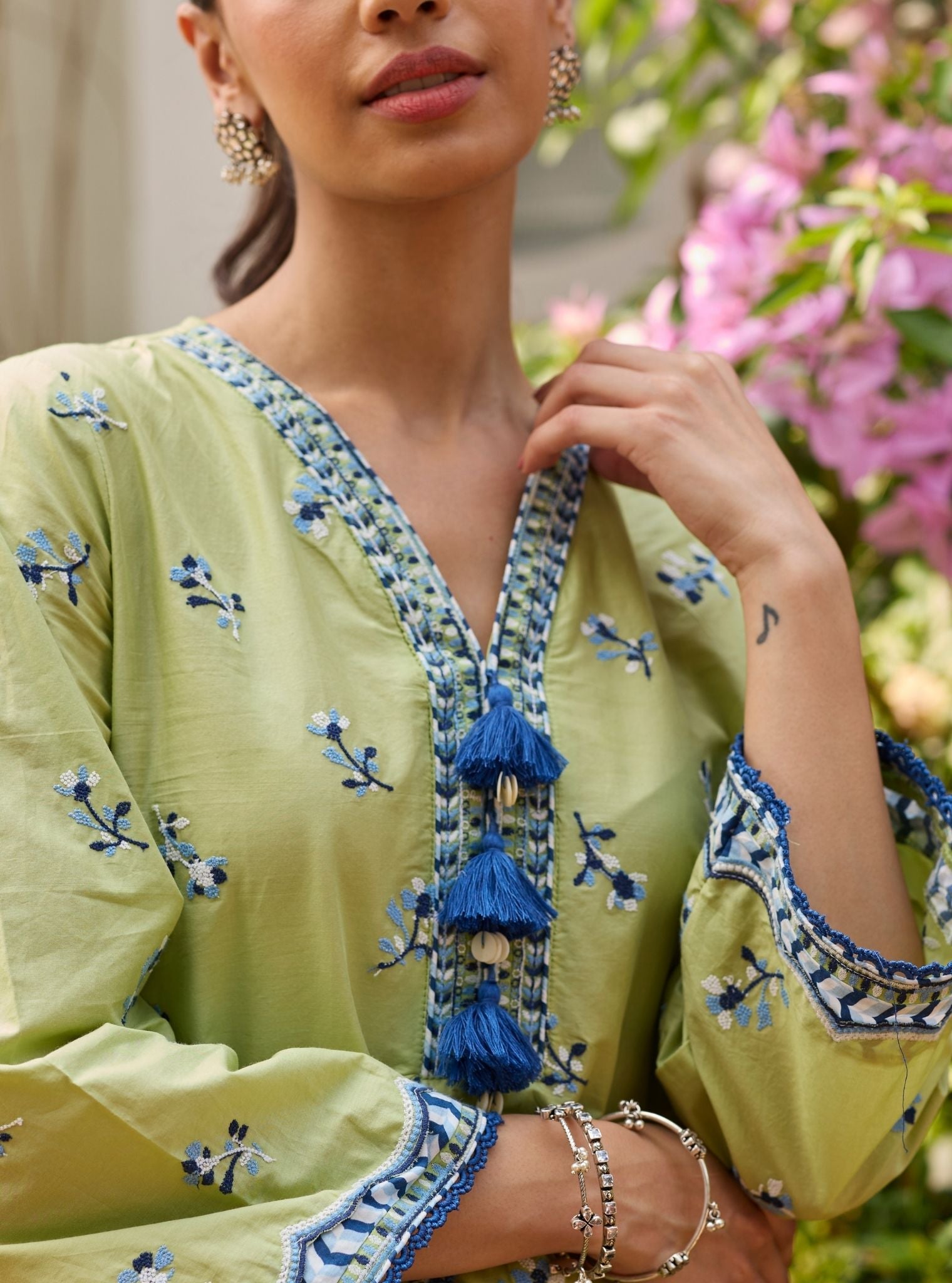 Airaani Supima Cotton Green Kurta Set