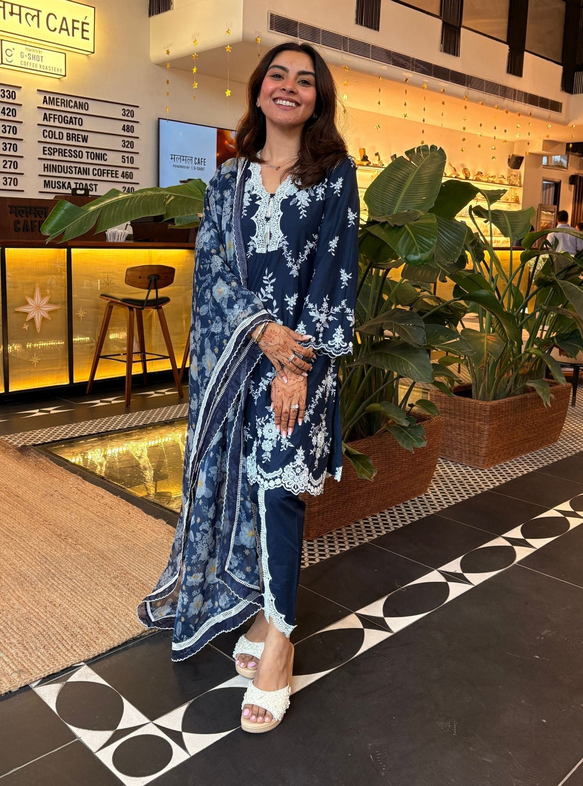 Jaitri Supima Cotton Navy Kurta Set
