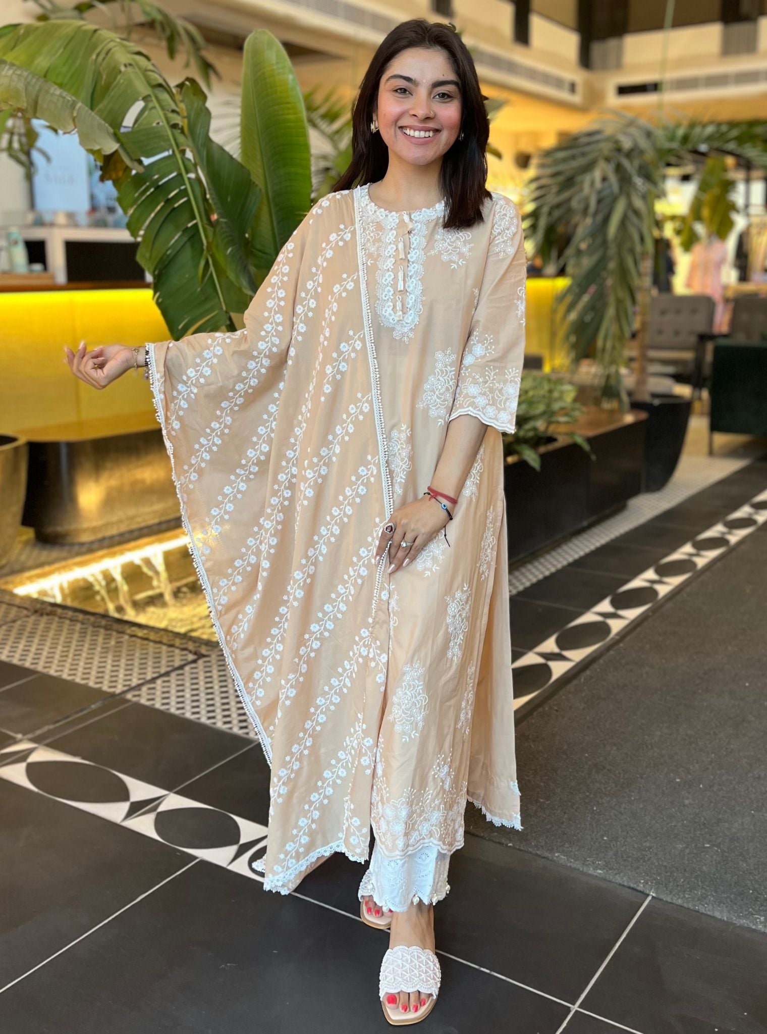 Perla Supima Cotton Beige Kurta With Revora Pant