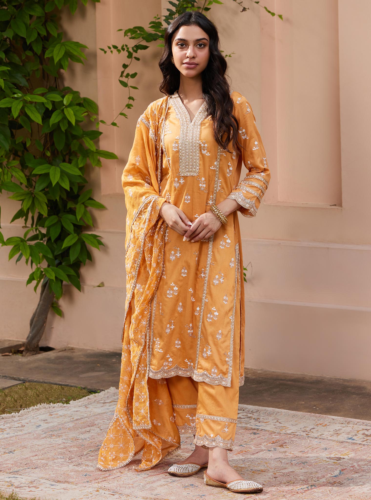 Mulmul Pima Nimisa Orange Kurta