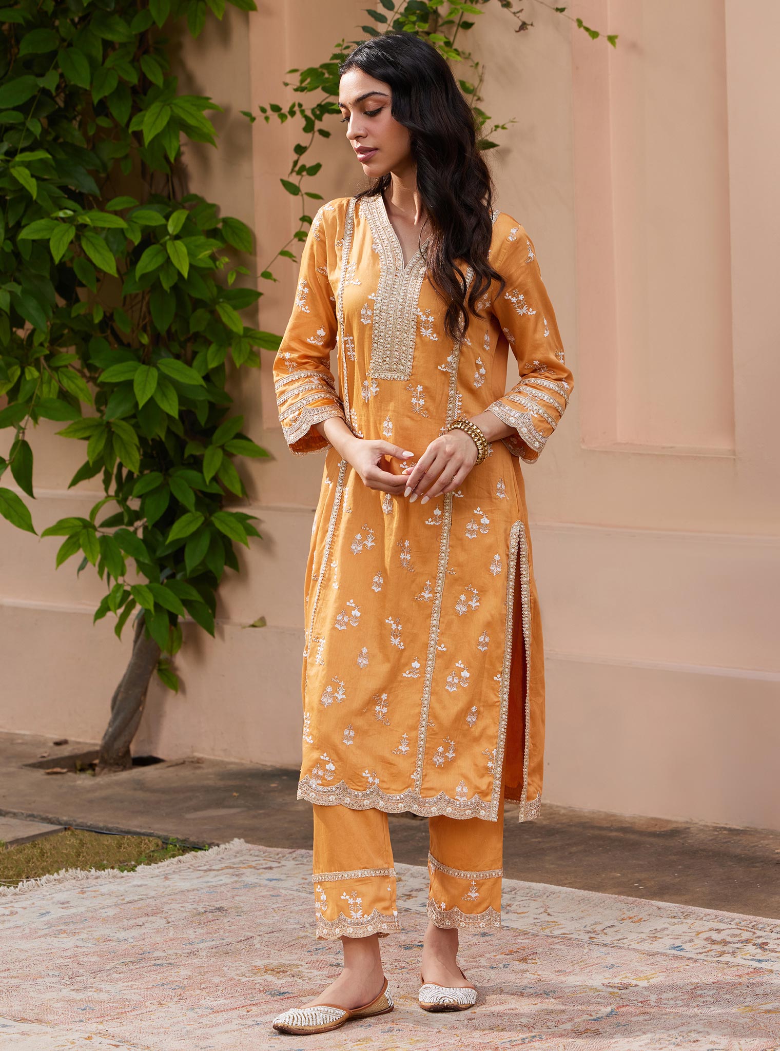 Mulmul Pima Nimisa Orange Kurta