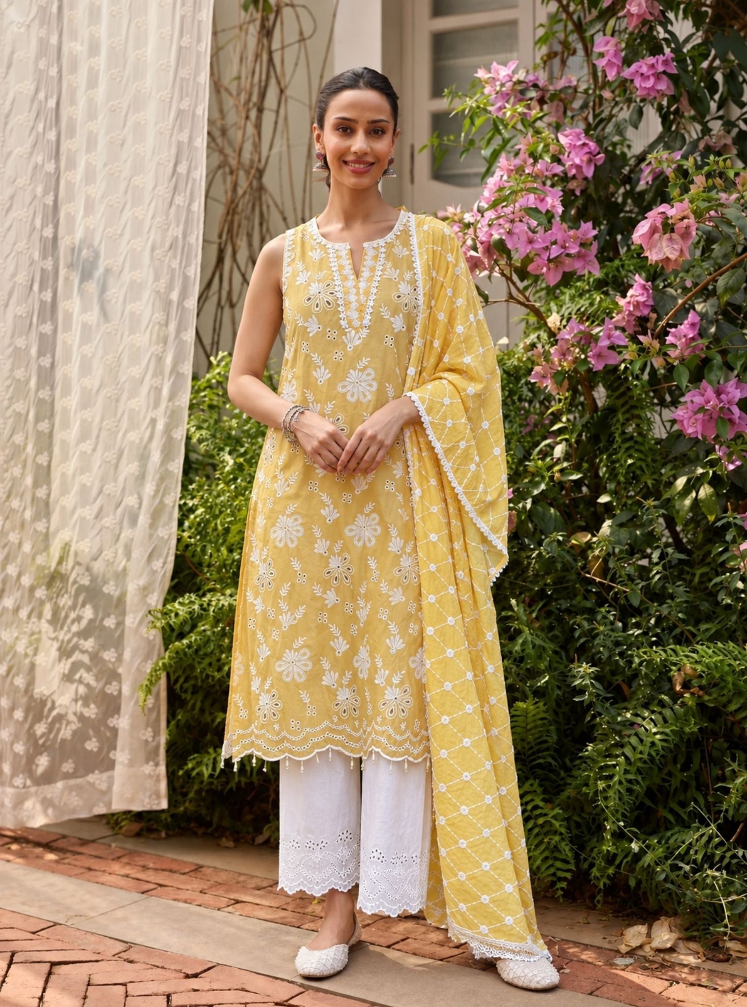 Neel Supima Cotton Yellow Kurta Set