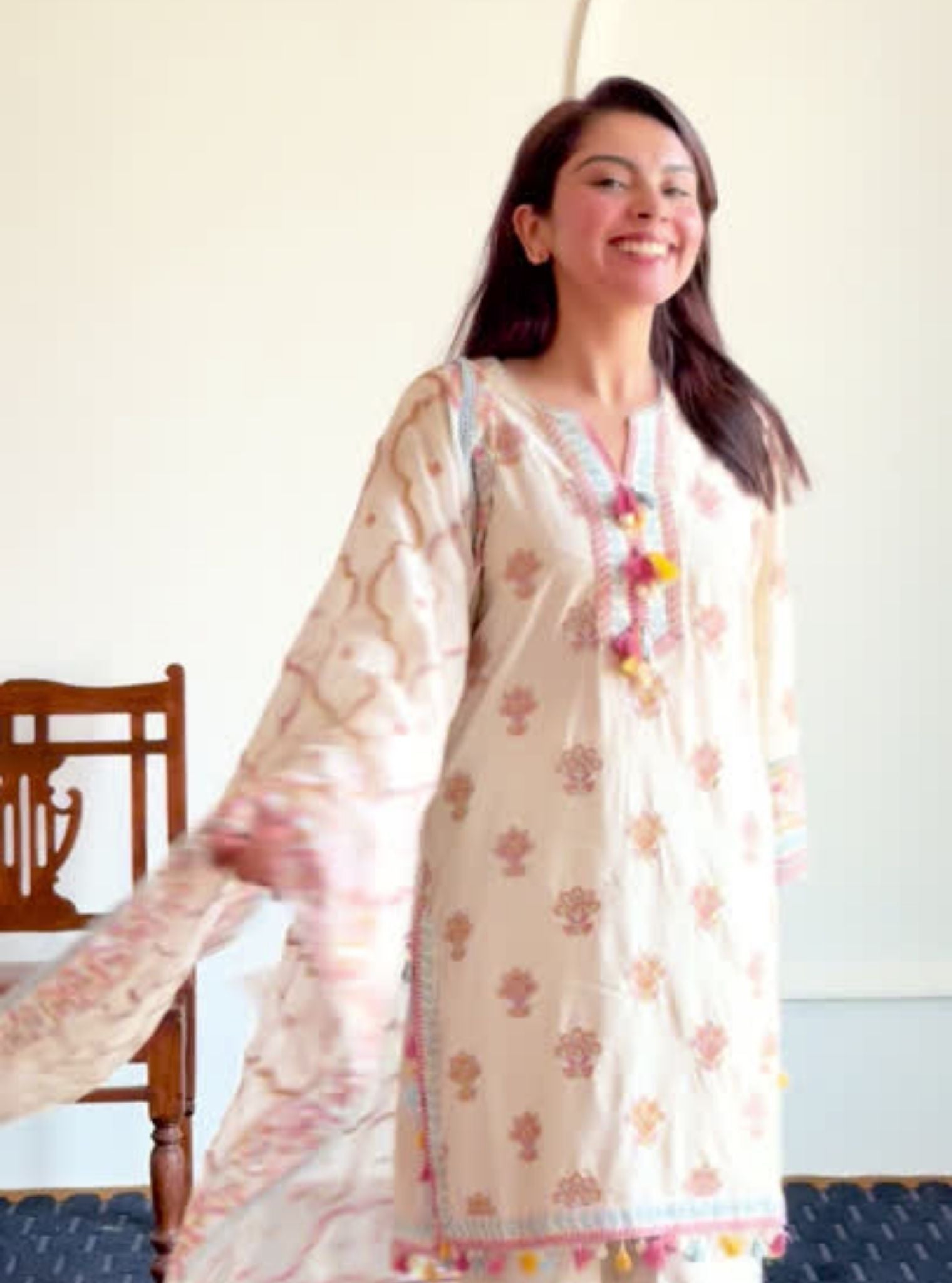 Amoli Supima Cotton Off White Kurta Set